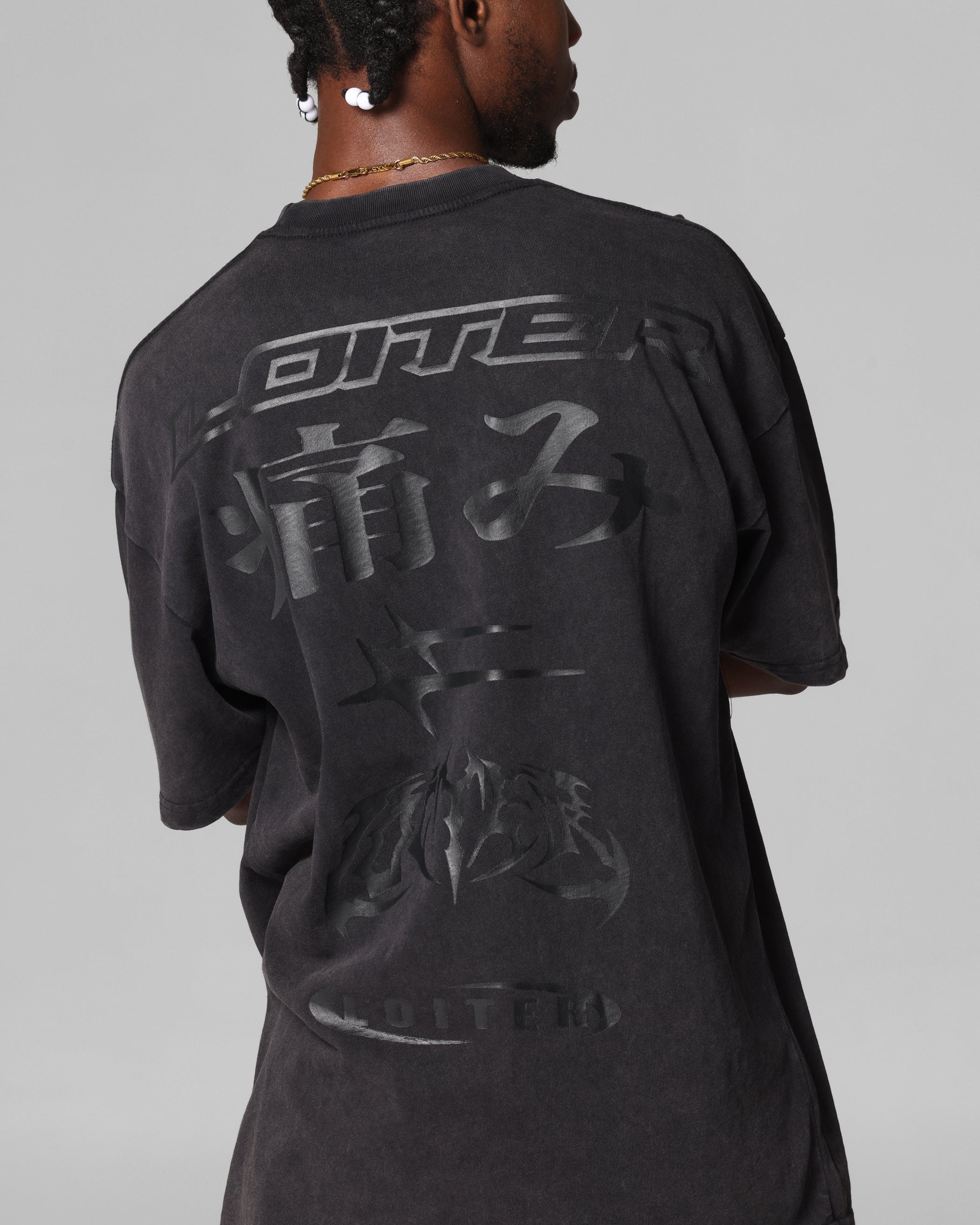 Loiter Pain T-Shirt Black Acidwash - Image 7