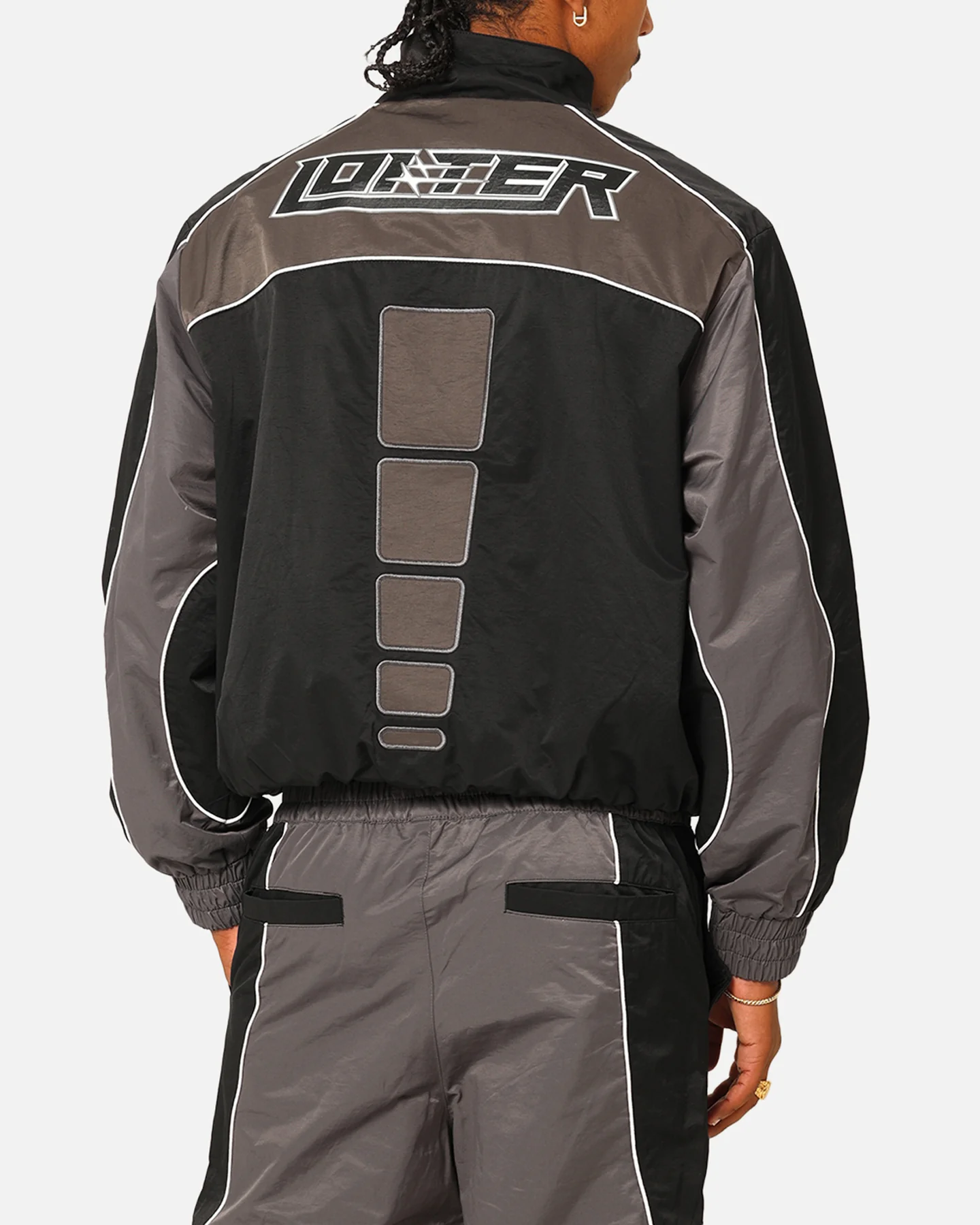 Loiter Paradise Track Jacket Black/Grey - Image 3