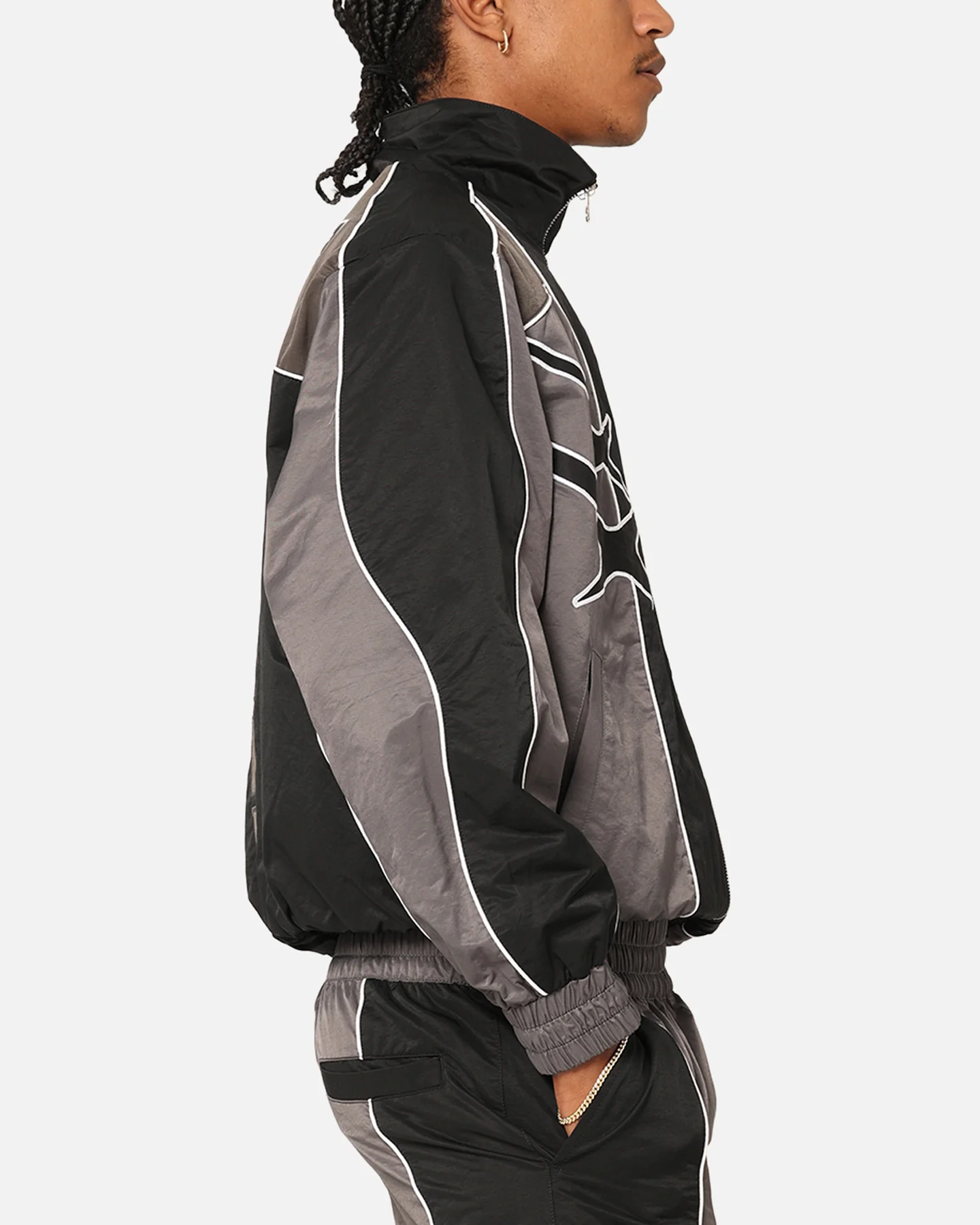 Loiter Paradise Track Jacket Black/Grey - Image 4