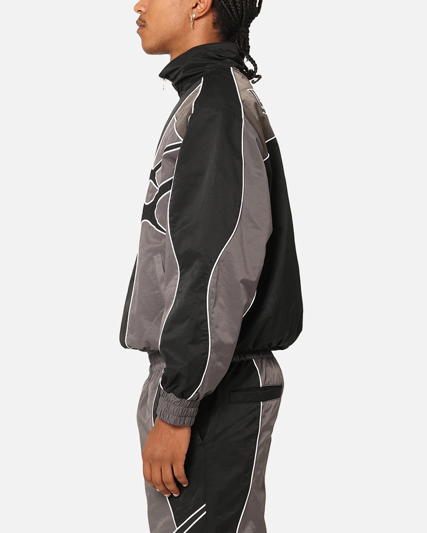 Loiter Paradise Track Jacket Black/Grey - Image 5