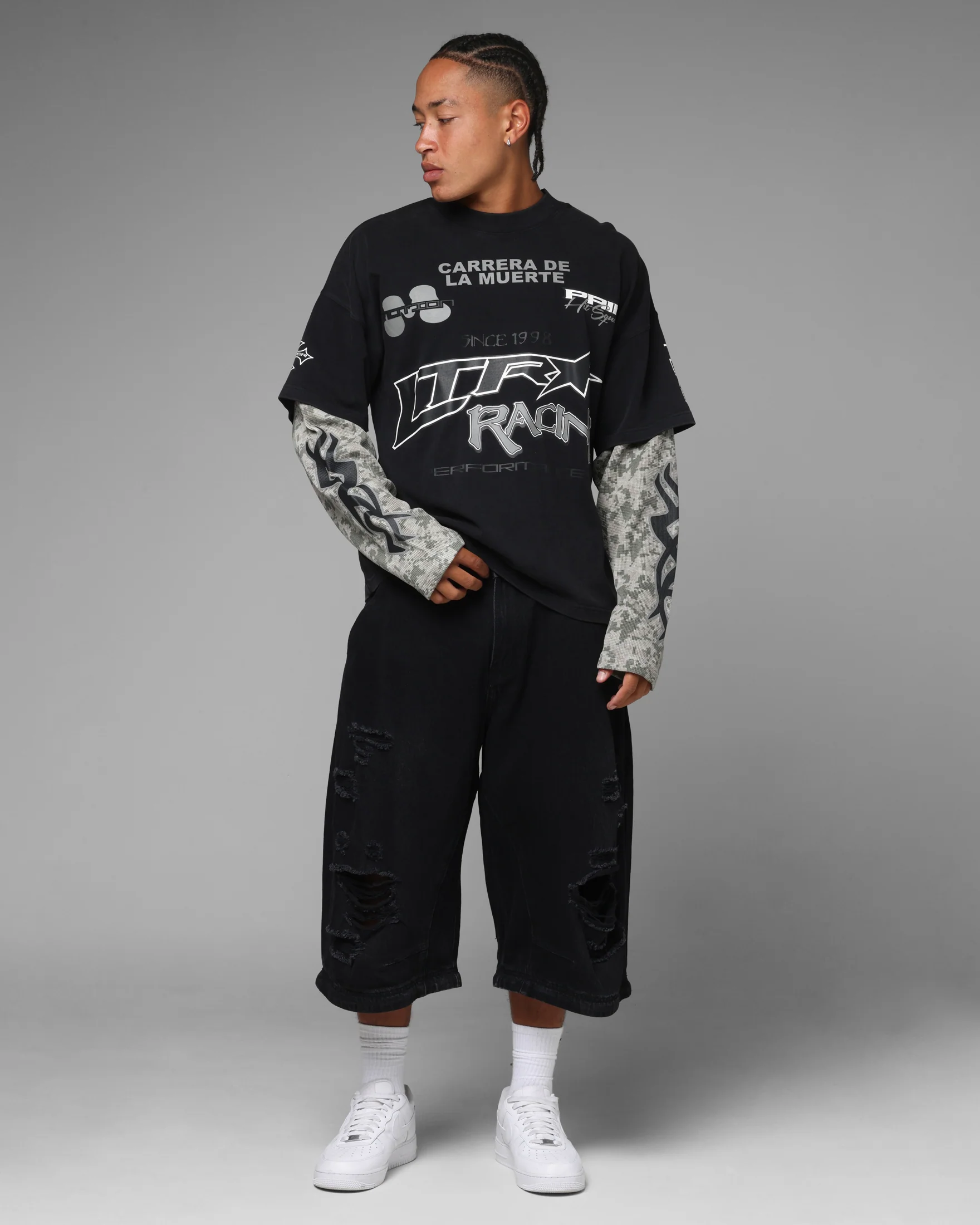 Loiter Performance Layered Long Sleeve T-Shirt Black - Image 3