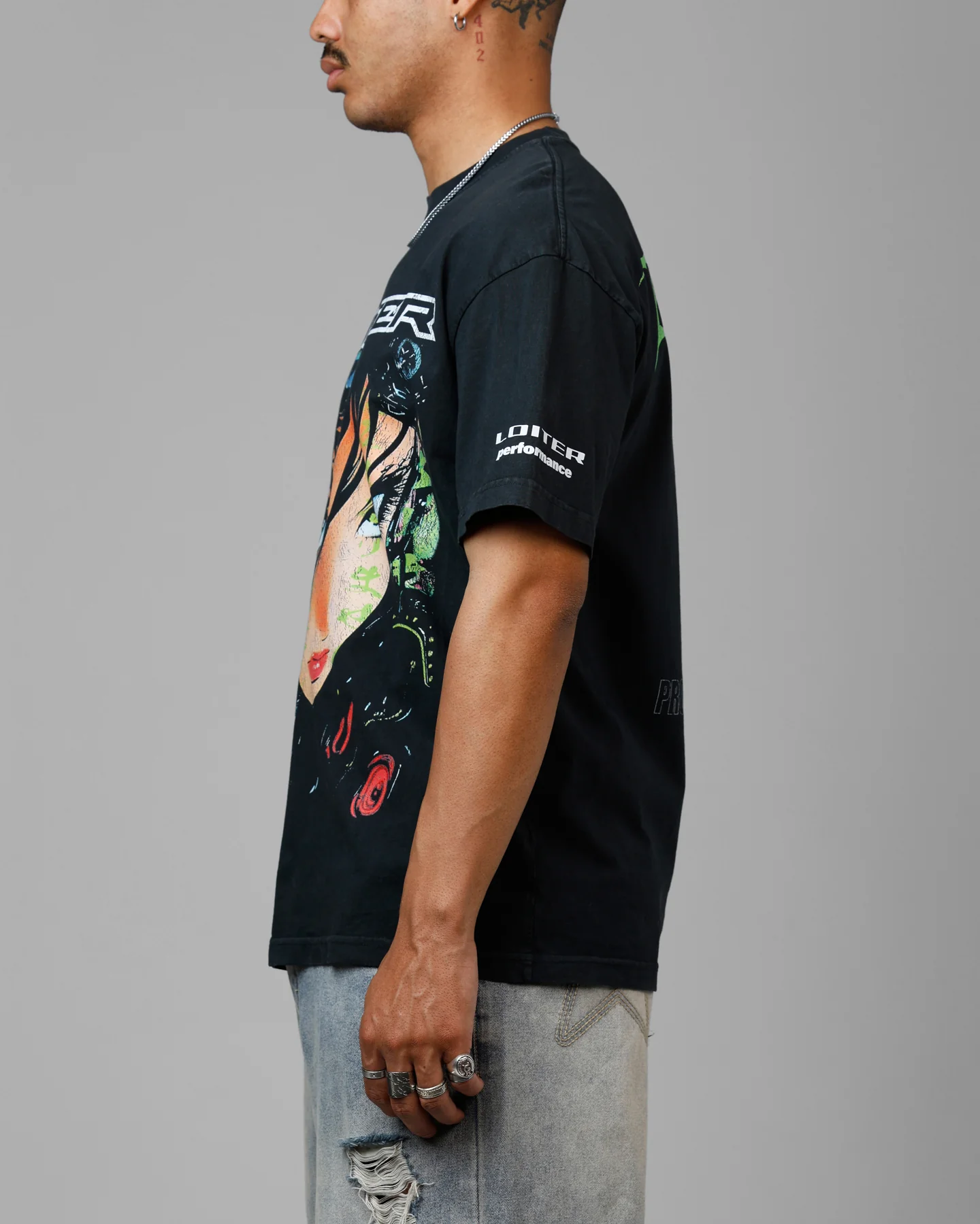 Loiter Project Dark Vintage T-Shirt Black Acidwash - Image 5
