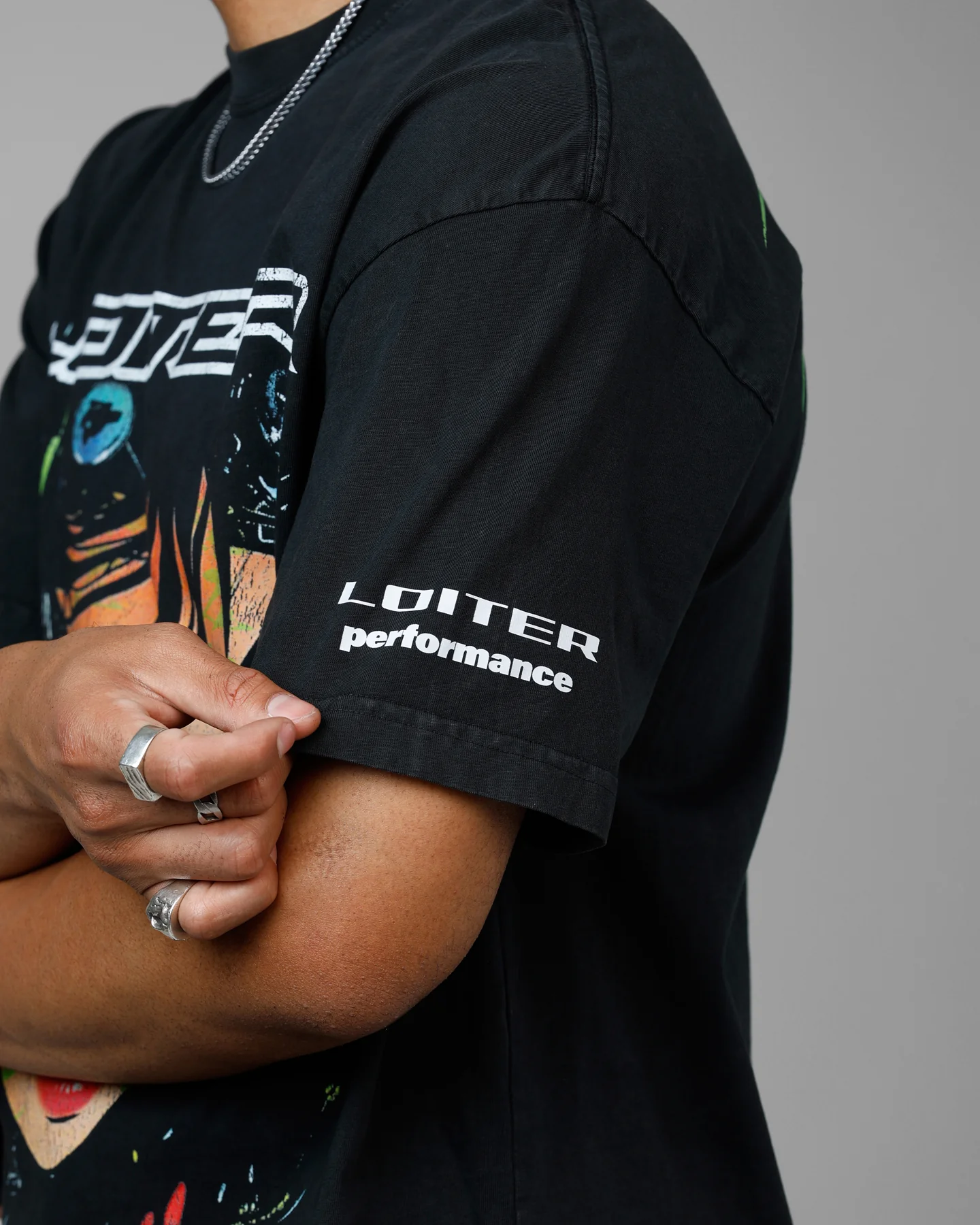 Loiter Project Dark Vintage T-Shirt Black Acidwash - Image 7
