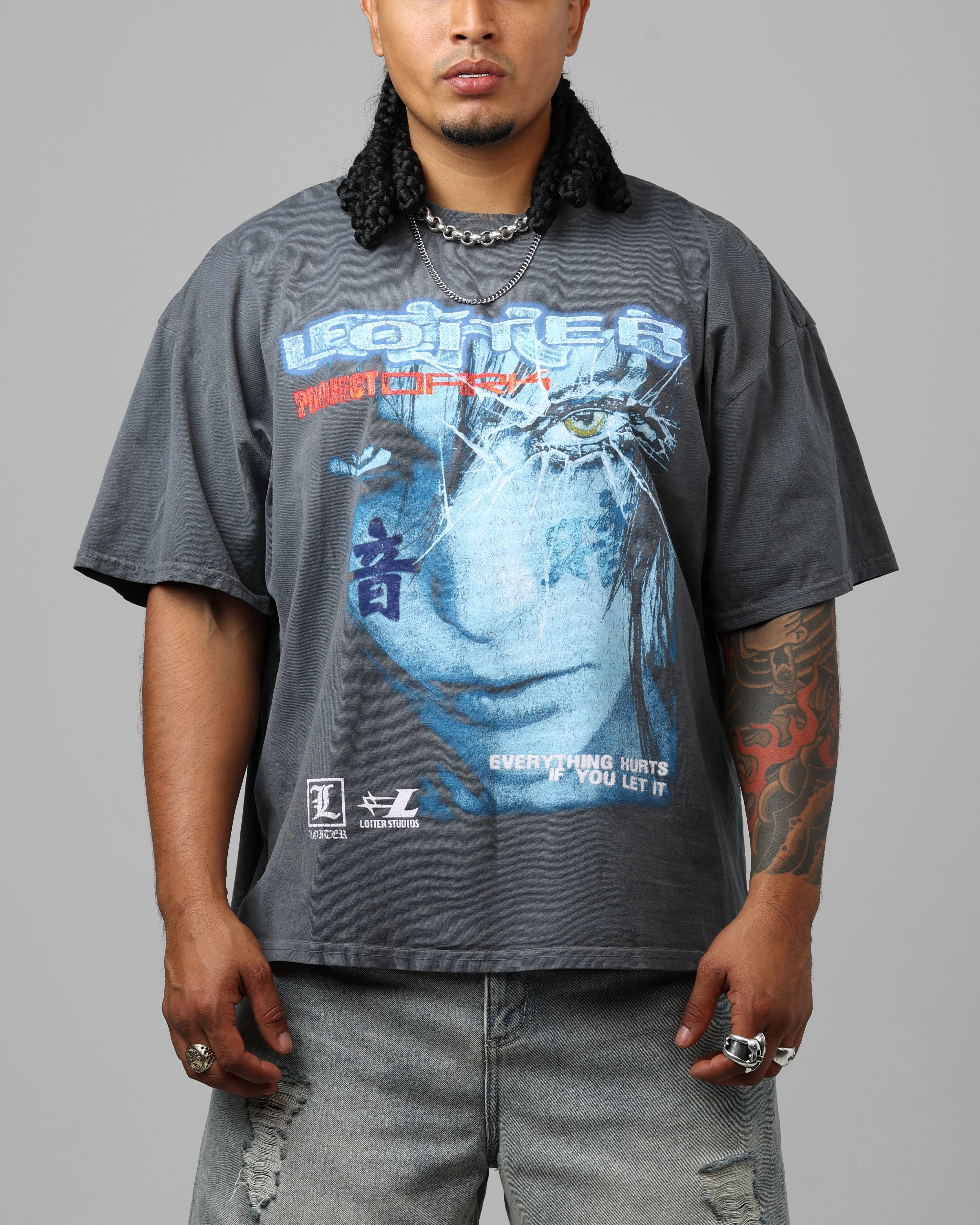 Loiter Project Dark Vintage T-Shirt Washed Charcoal