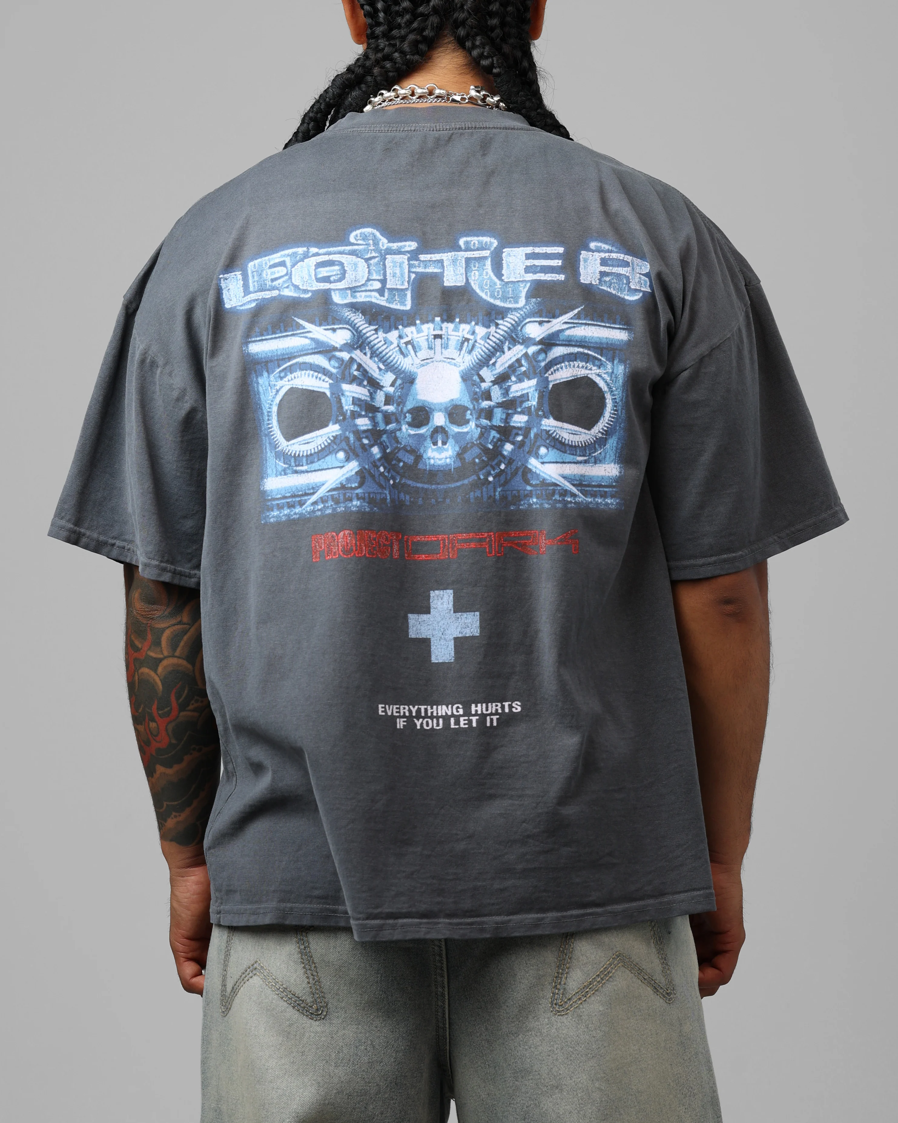 Loiter Project Dark Vintage T-Shirt Washed Charcoal - Image 2