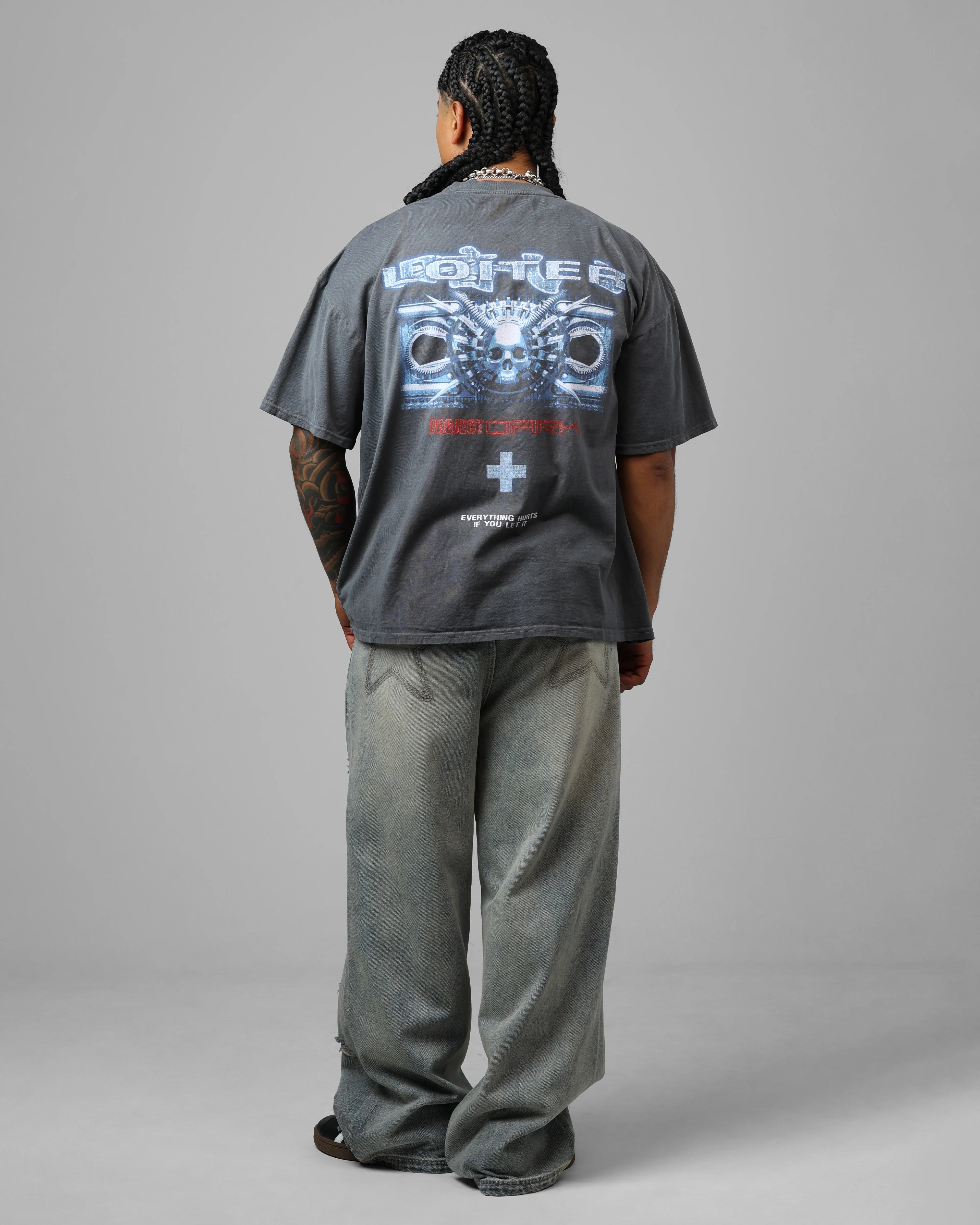 Loiter Project Dark Vintage T-Shirt Washed Charcoal - Image 6