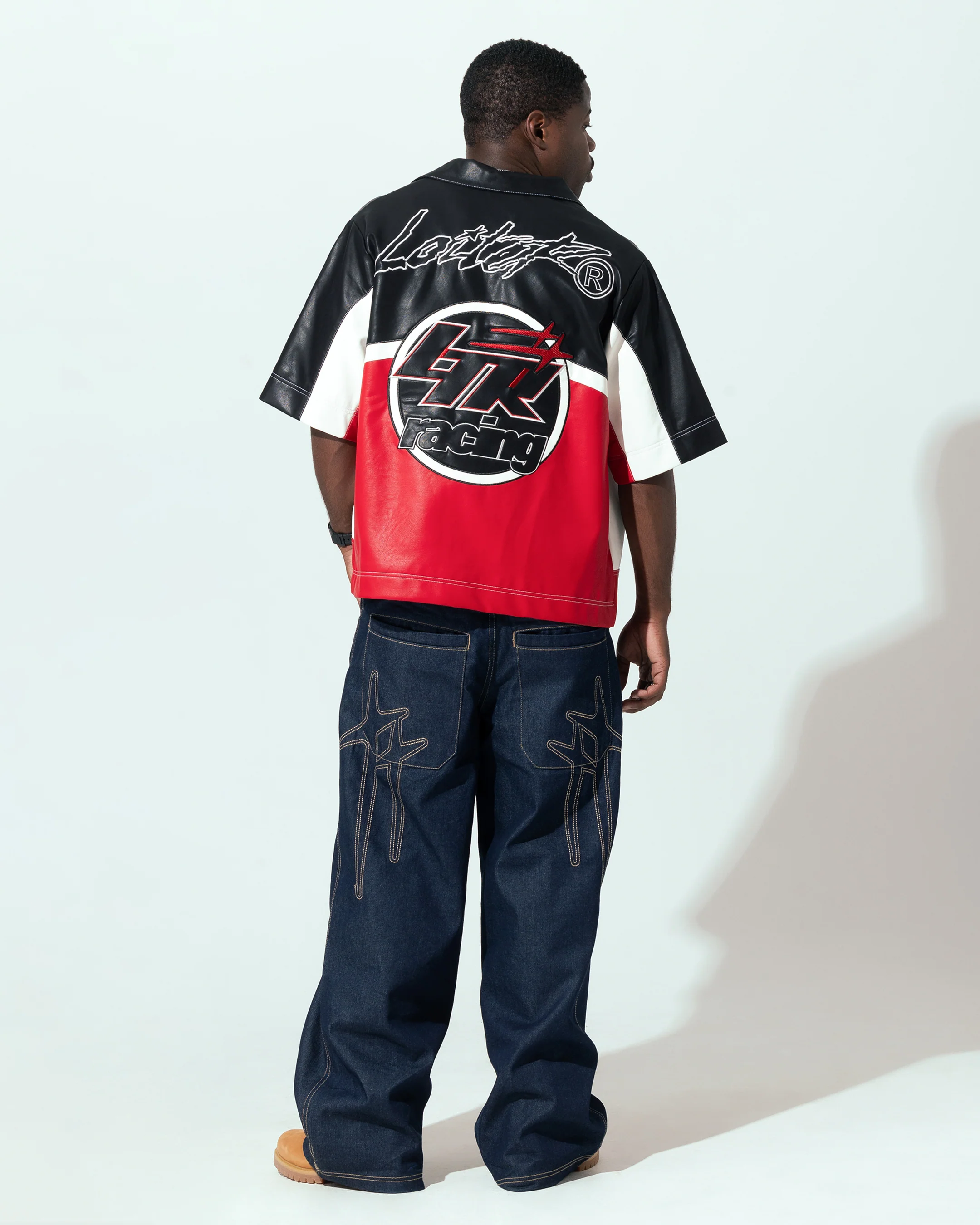 Loiter Racer Button Up Shirt Black/Red - Image 4