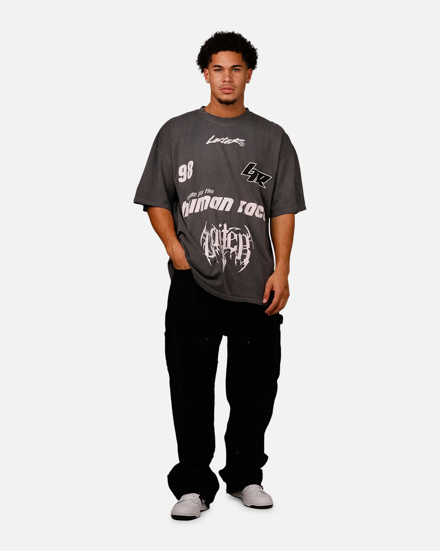 Loiter Racer T-Shirt Charcoal - Image 3