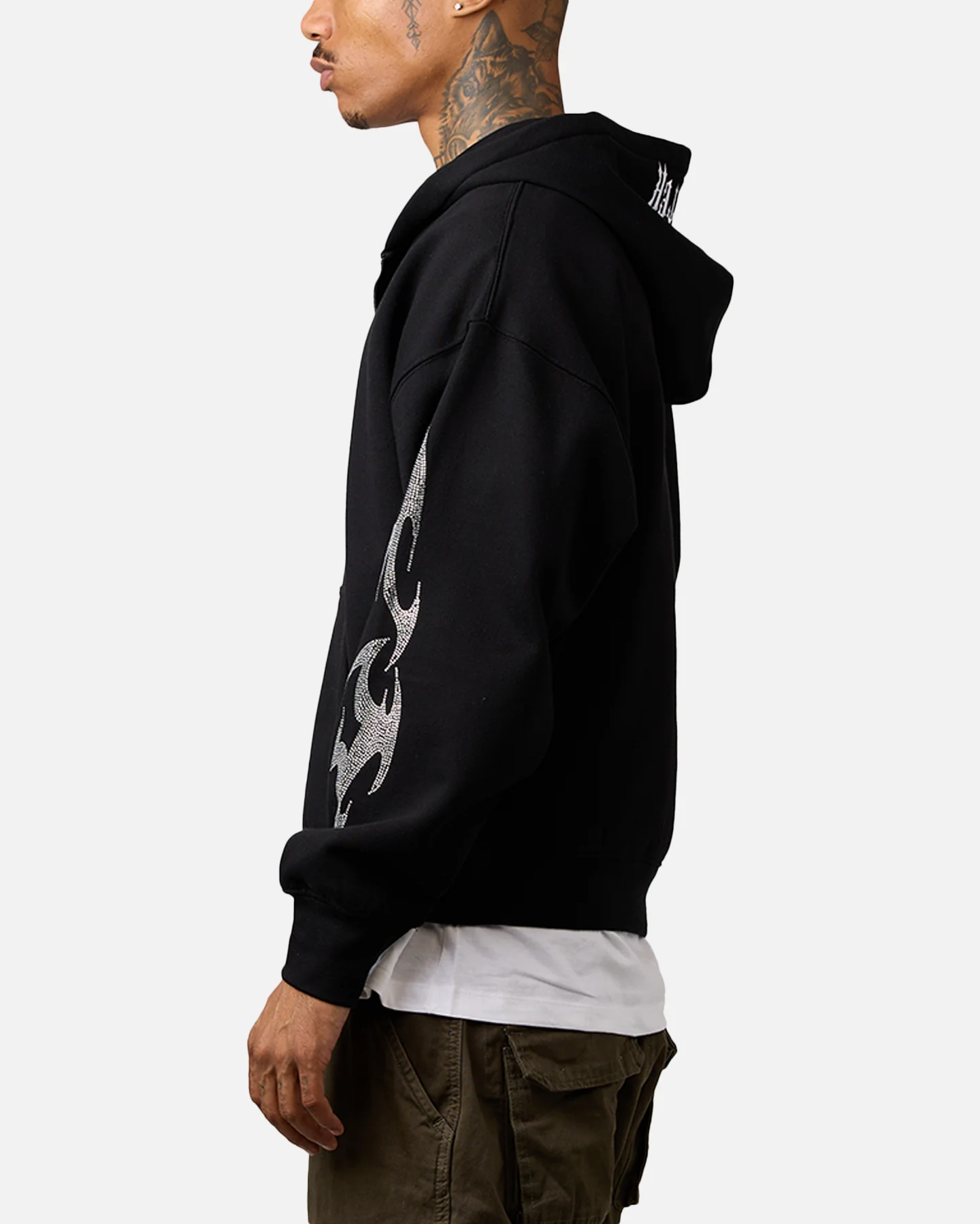 Loiter Rave Rhinestone Hoodie Black - Image 5