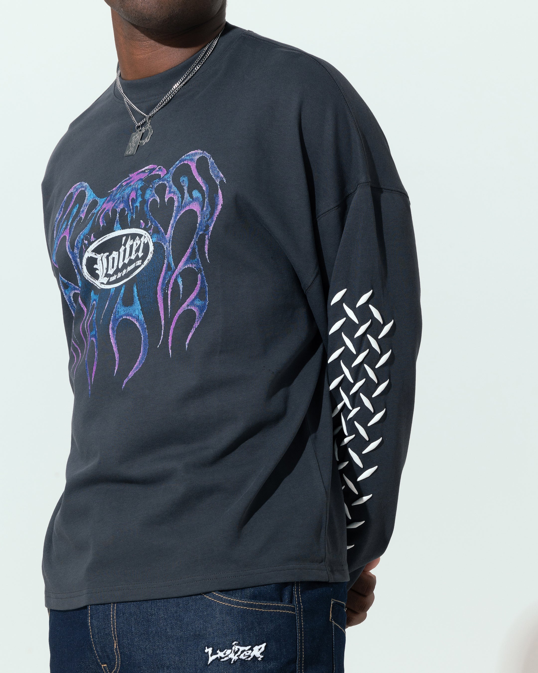 Loiter Repressed Box Long Sleeve T-Shirt Charcoal - Image 7