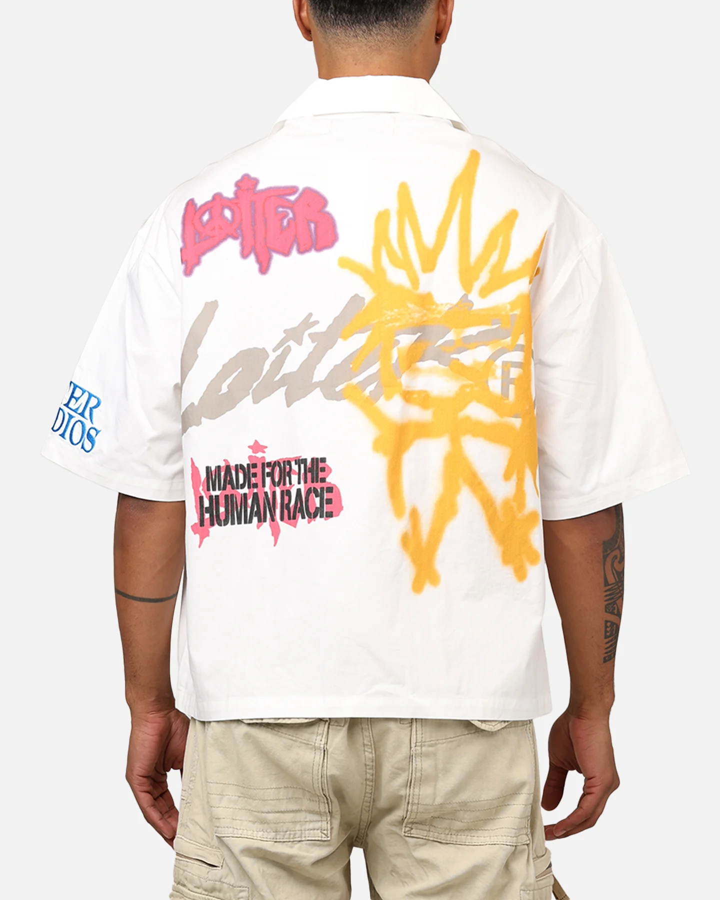 Loiter Scrap Book Button Up Shirt Off White - Image 2