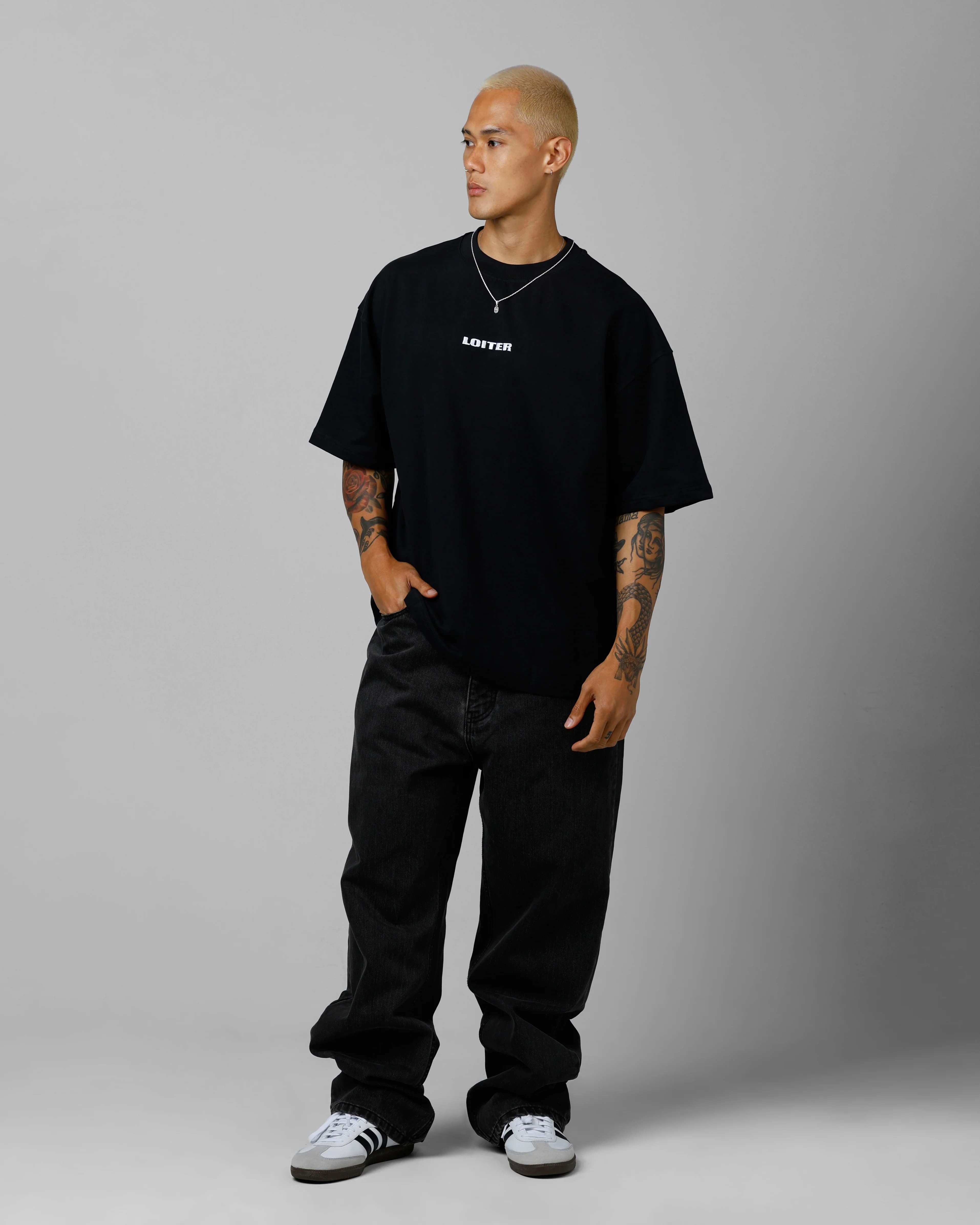 Loiter Script Boxy T-Shirt Black - Image 3
