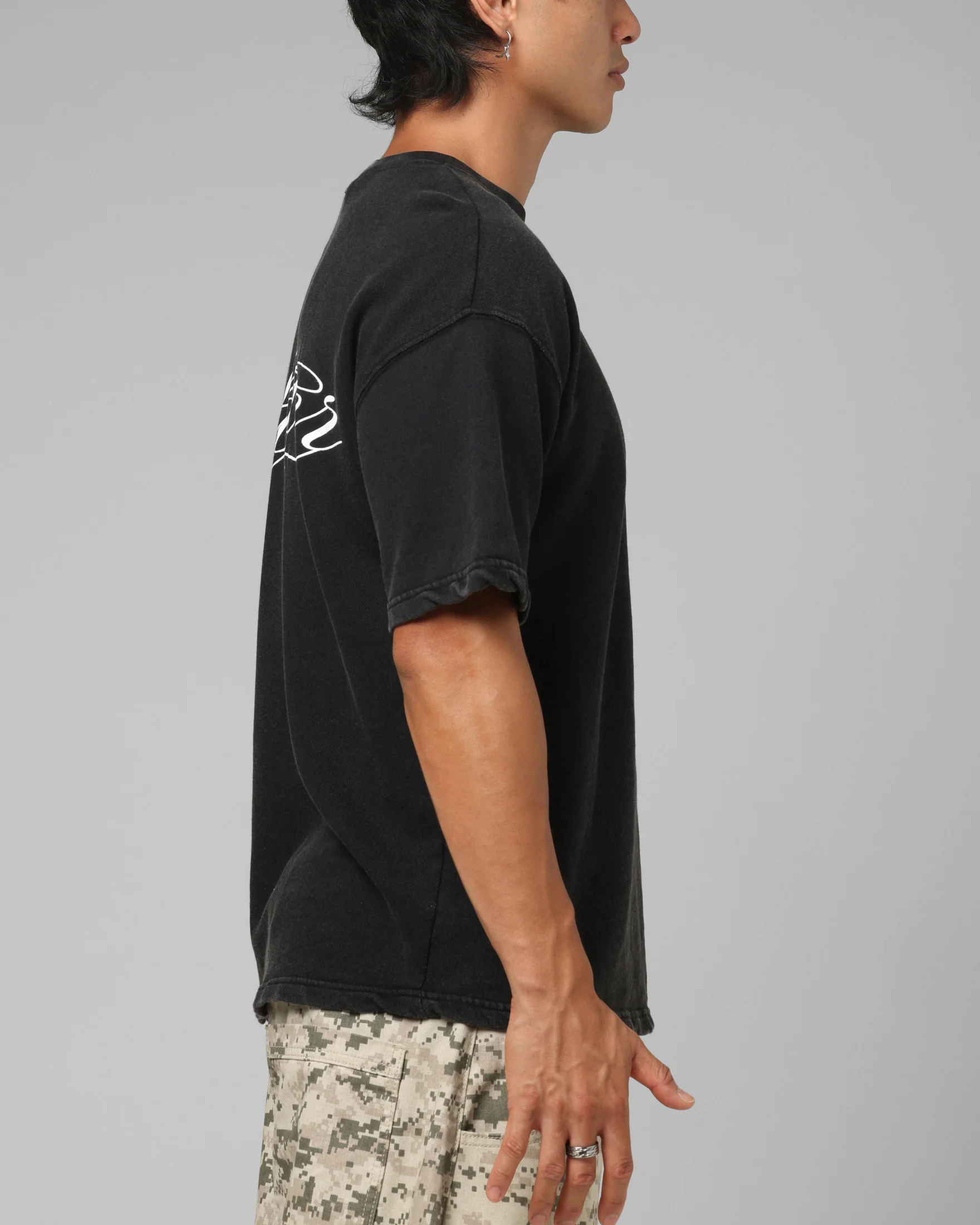 Loiter Script Boxy T-Shirt Washed Black - Image 5