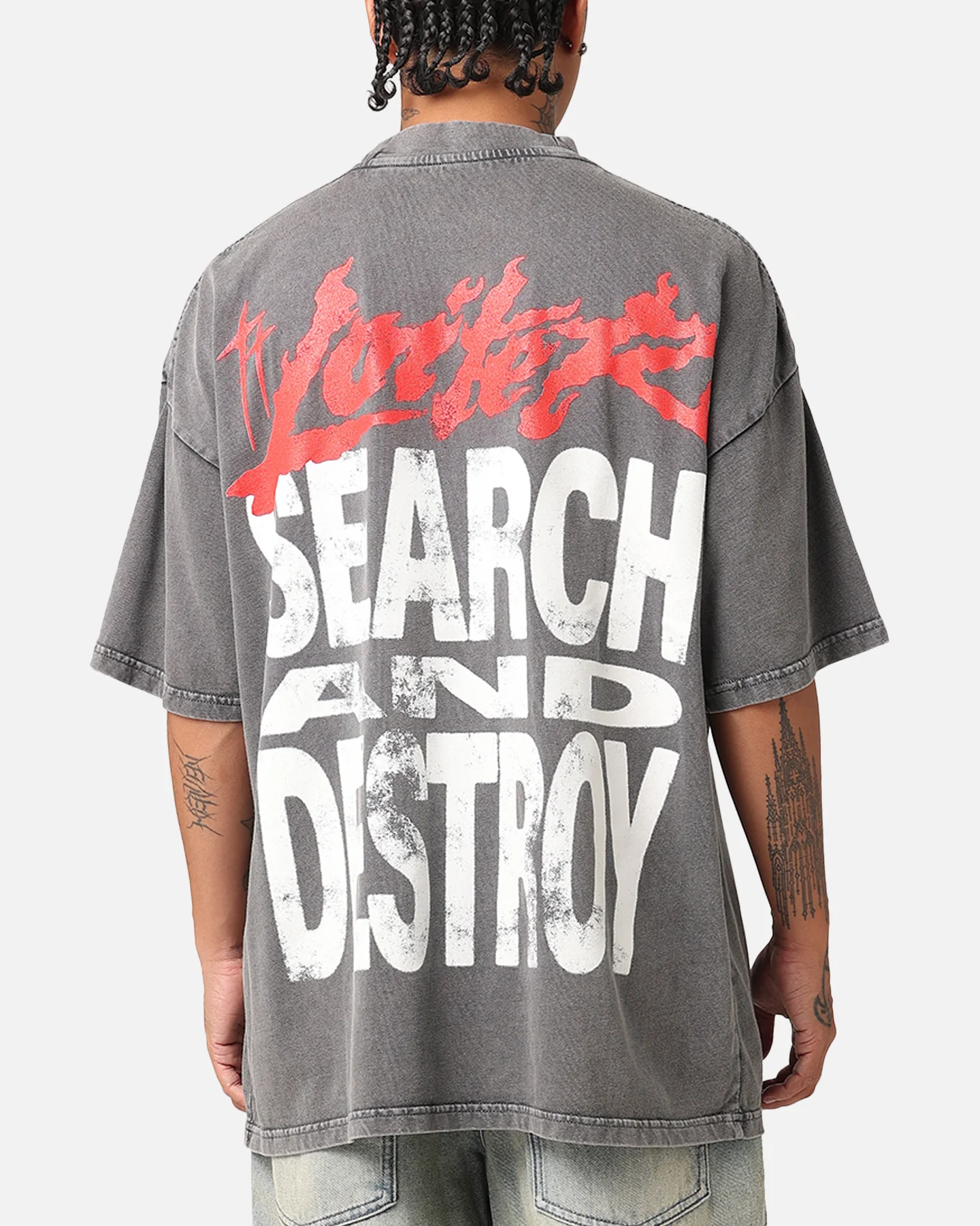 Loiter Search And Destroy Oversized T-Shirt Charcoal Grey - Image 2