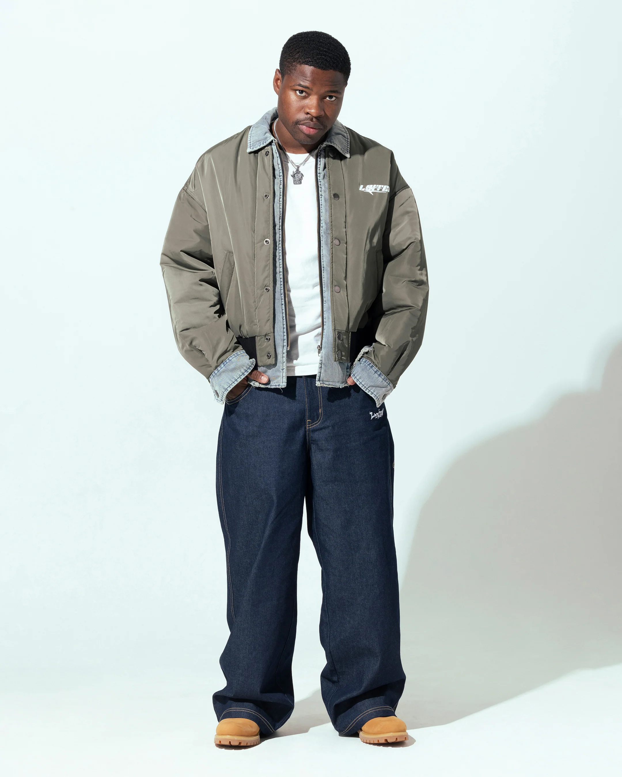 Loiter Shadow Layered Bomber Jacket Khaki - Image 3