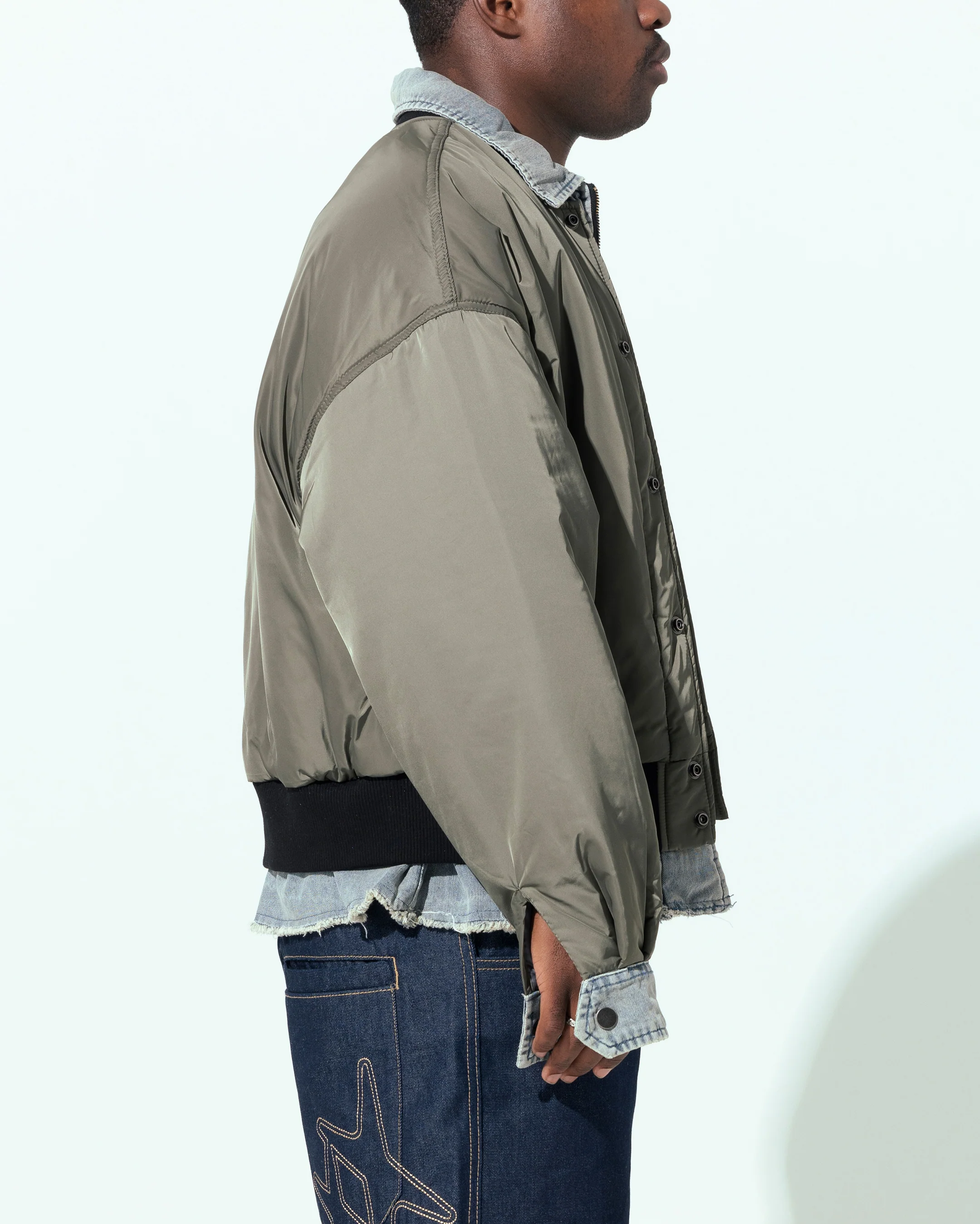 Loiter Shadow Layered Bomber Jacket Khaki - Image 5