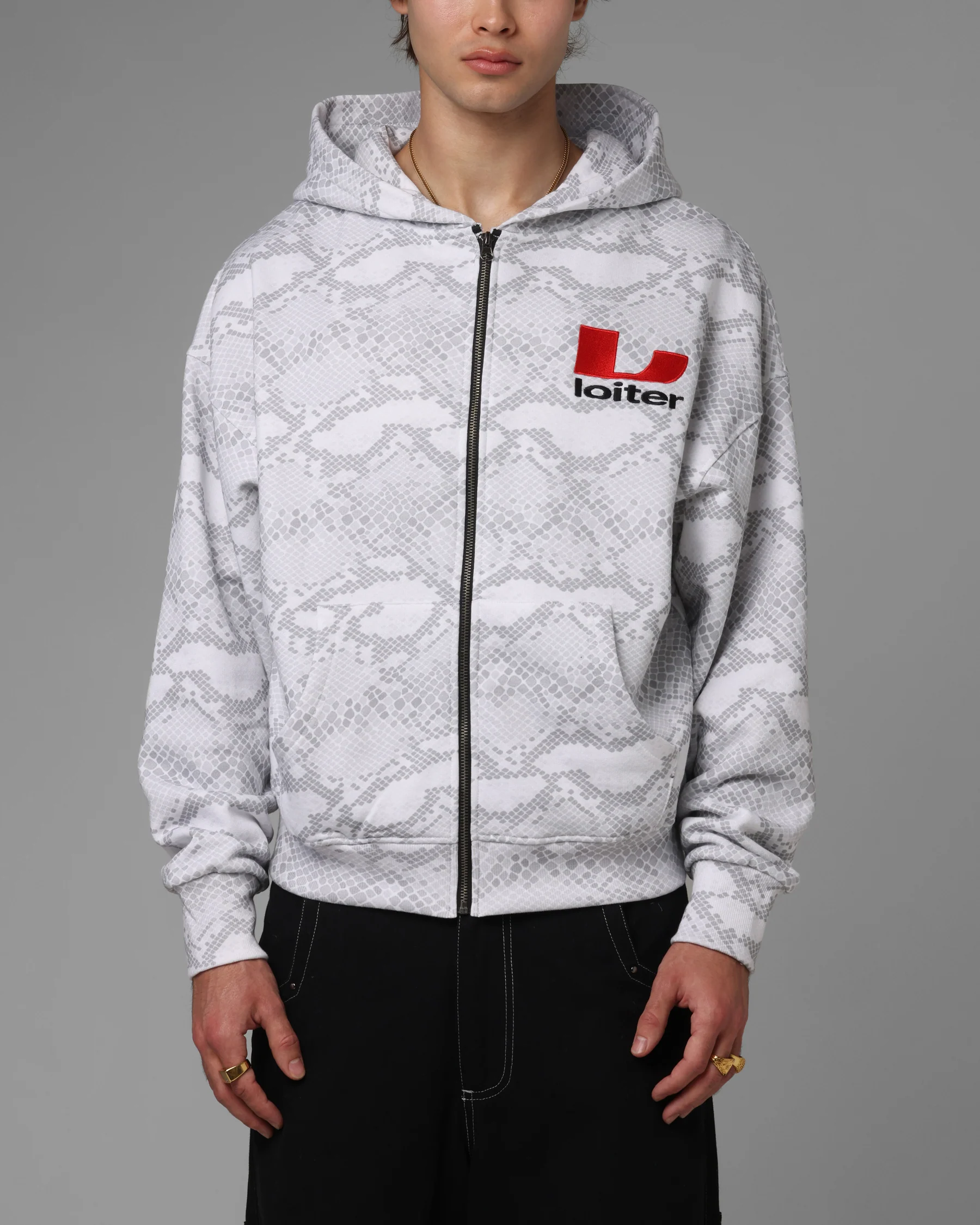 Loiter Slither Zip Hoodie Grey