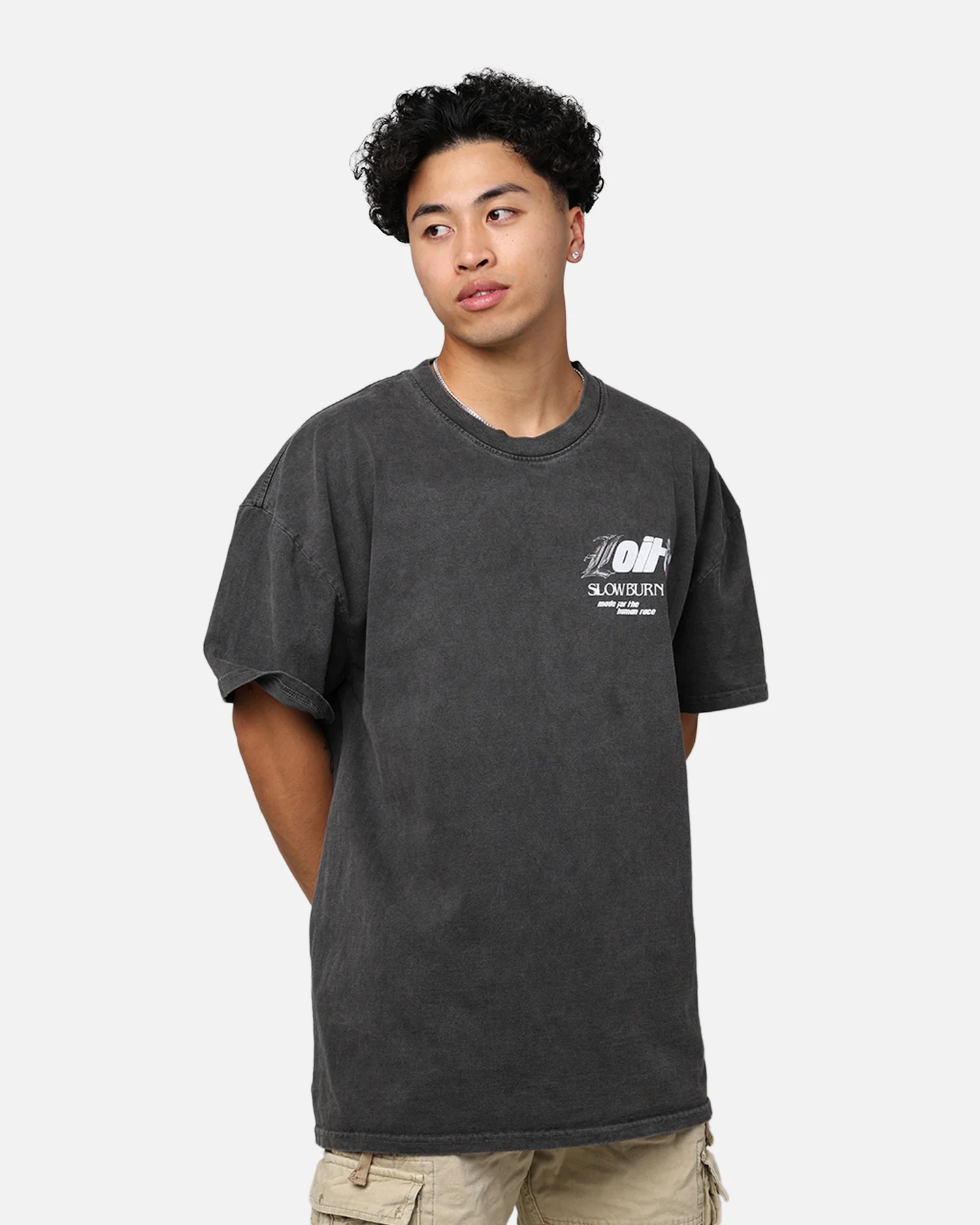 Loiter Slow Burn T-Shirt Black Wash - Image 2