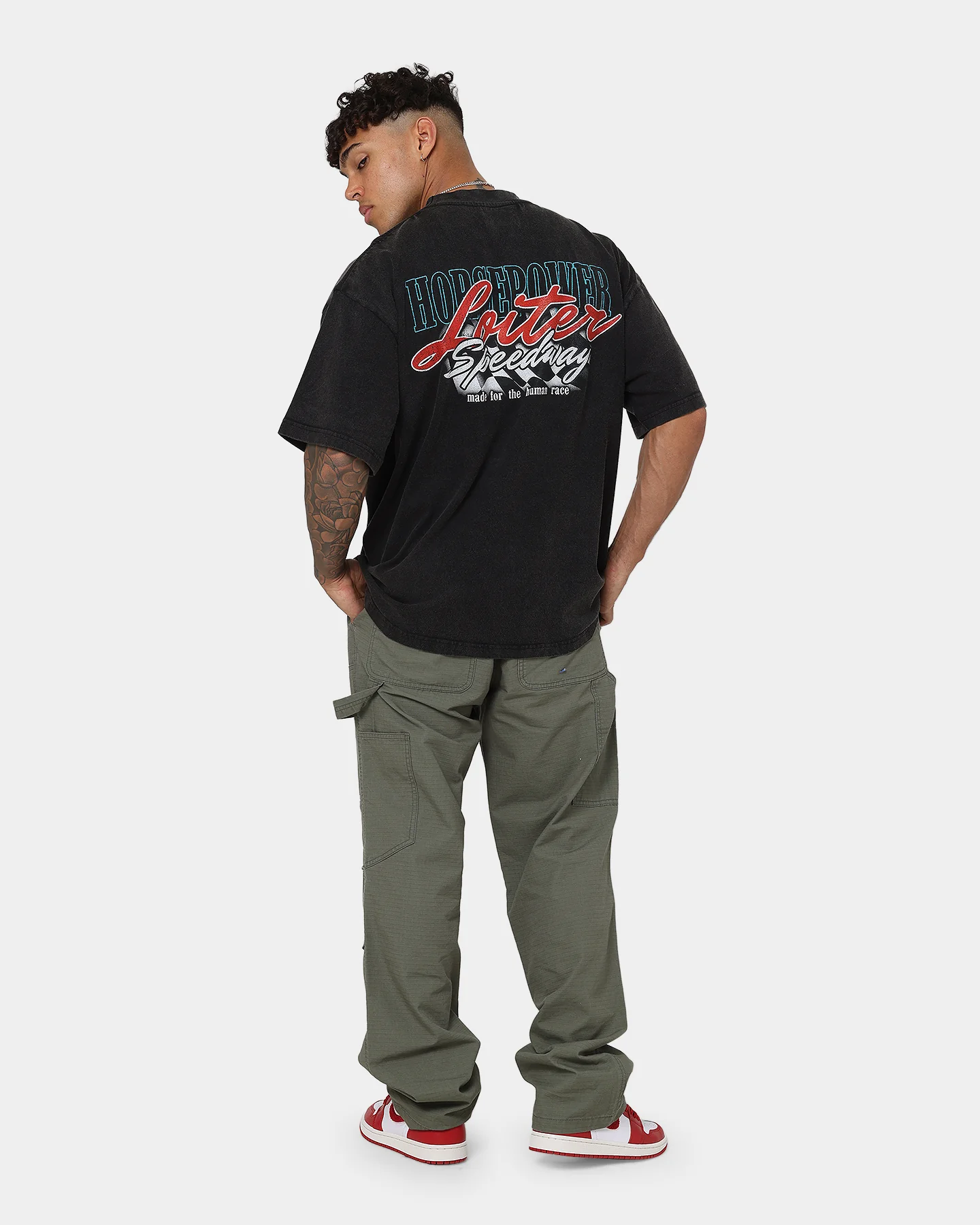 Loiter Speedway Vintage T-Shirt Vintage Black - Image 8