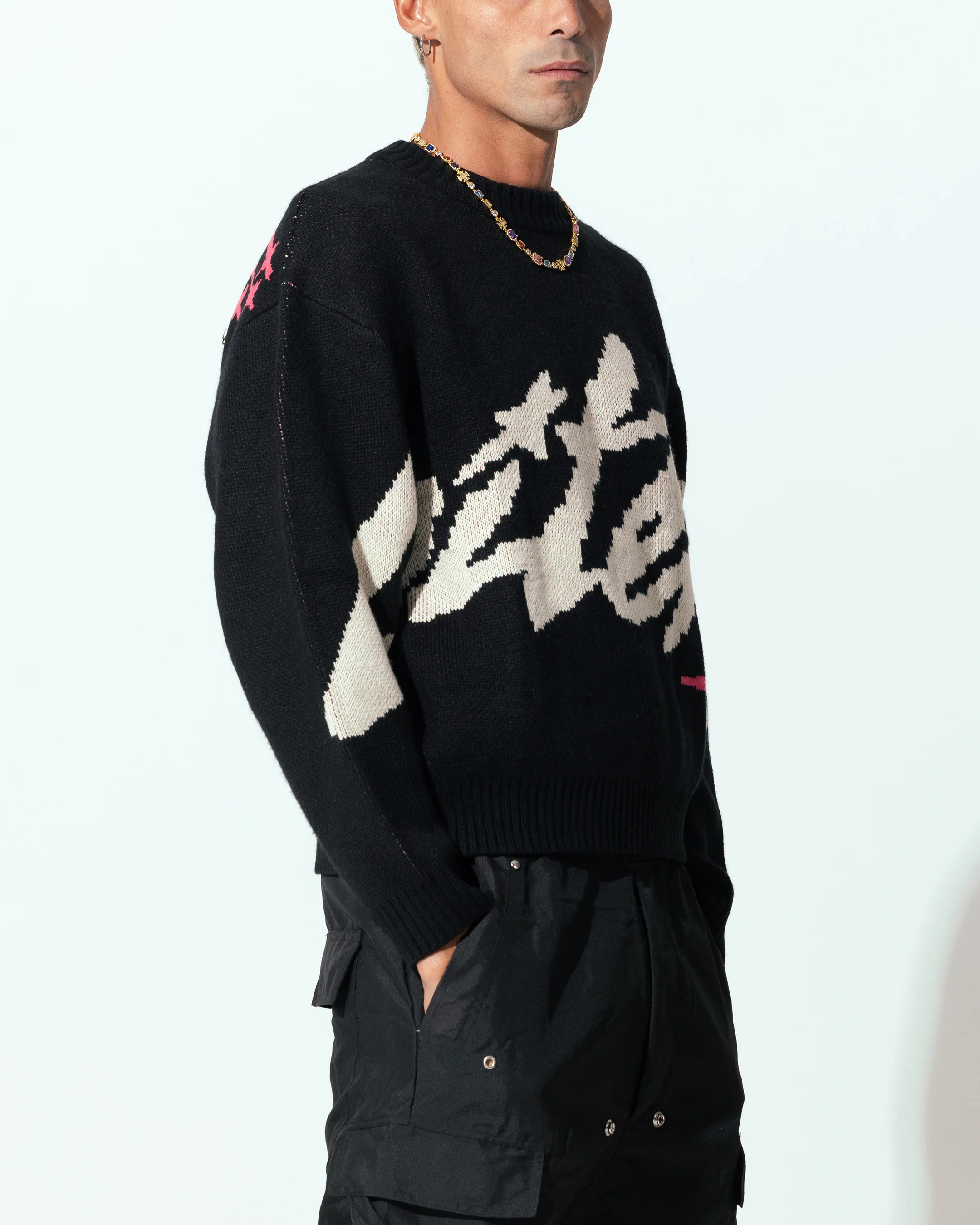 Loiter Spider Knit Sweater Black/White - Image 5