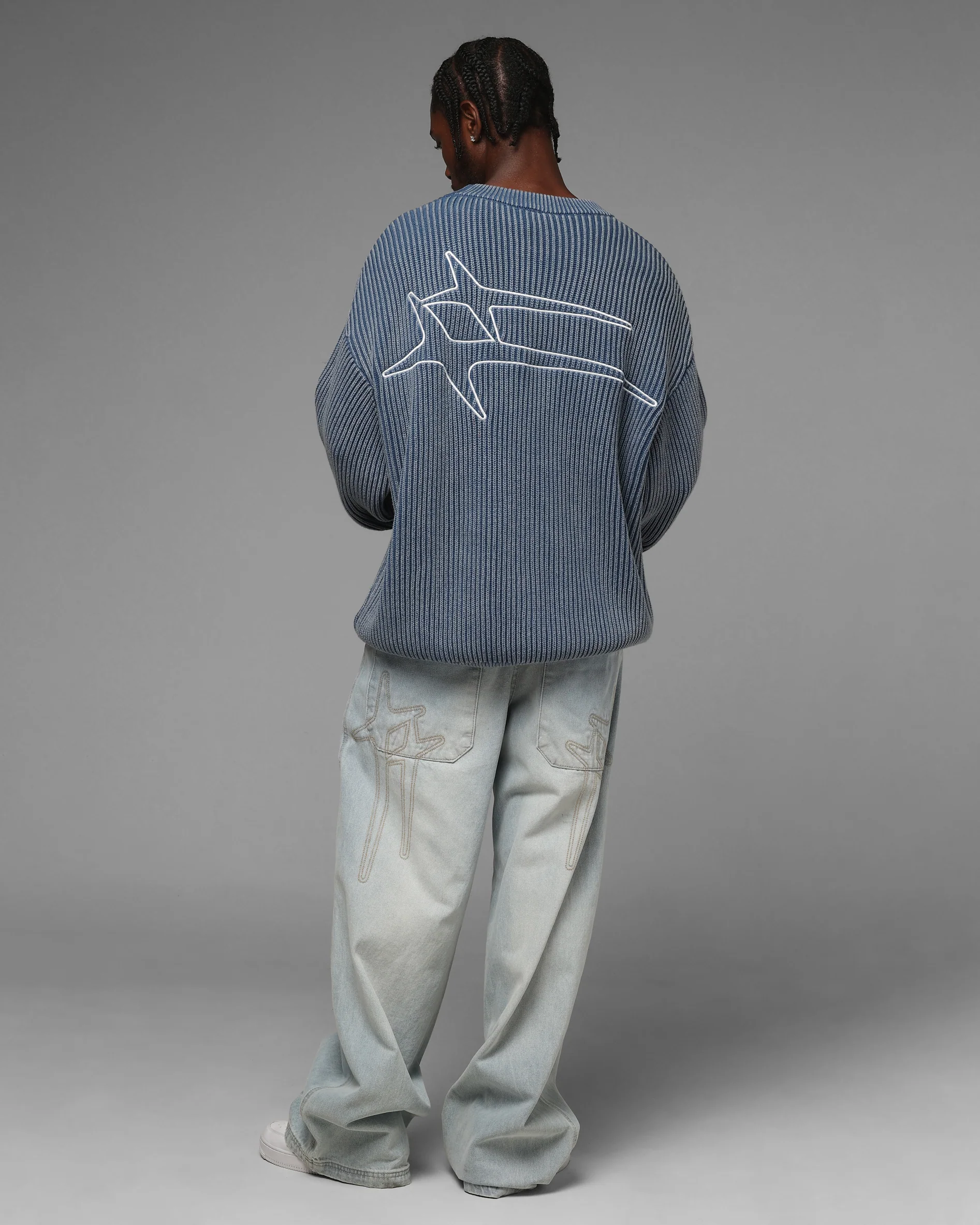 Loiter Star Born Knit Sweater Blue - Image 3