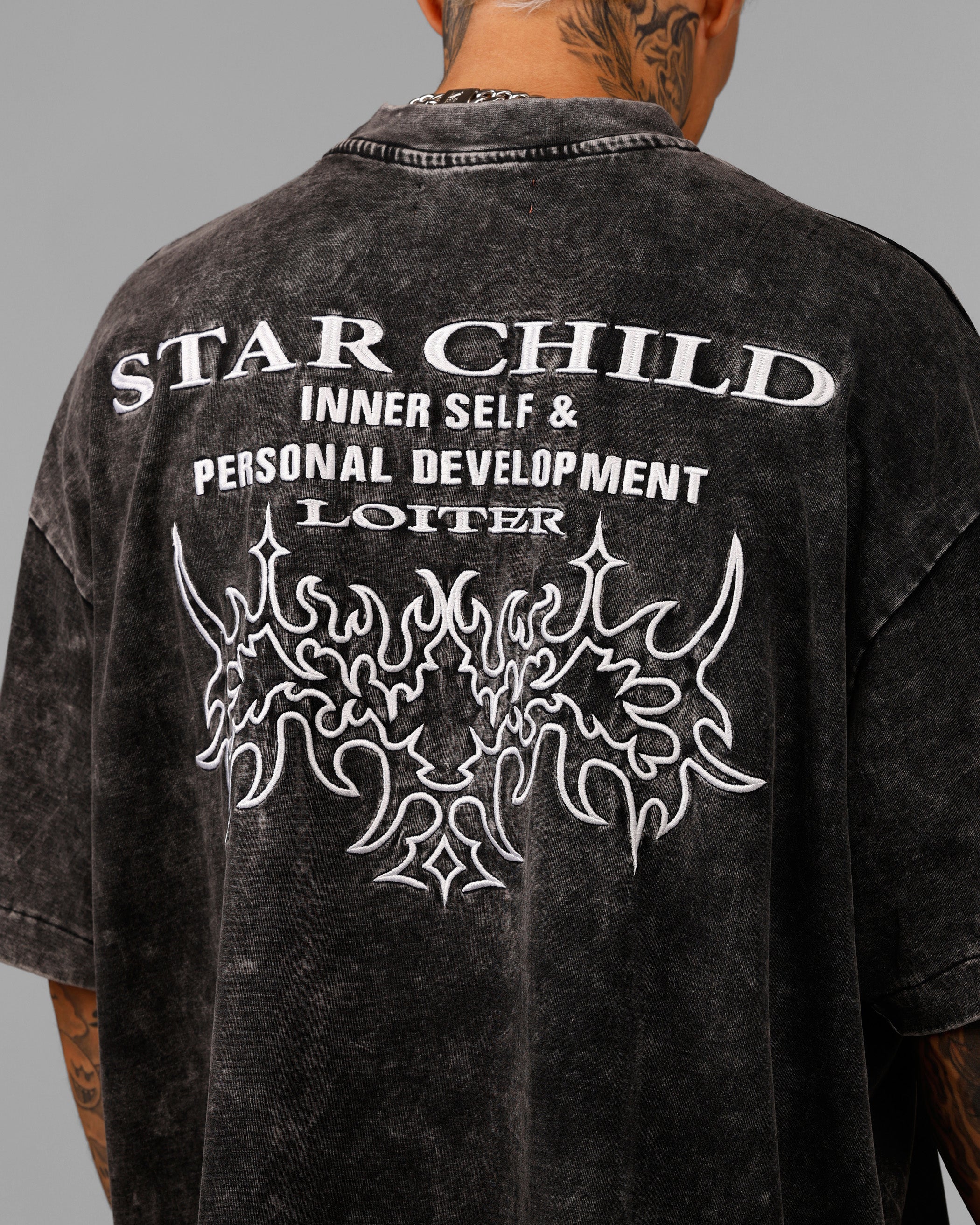 Loiter Star Child Pocket T-Shirt Black Wash - Image 8