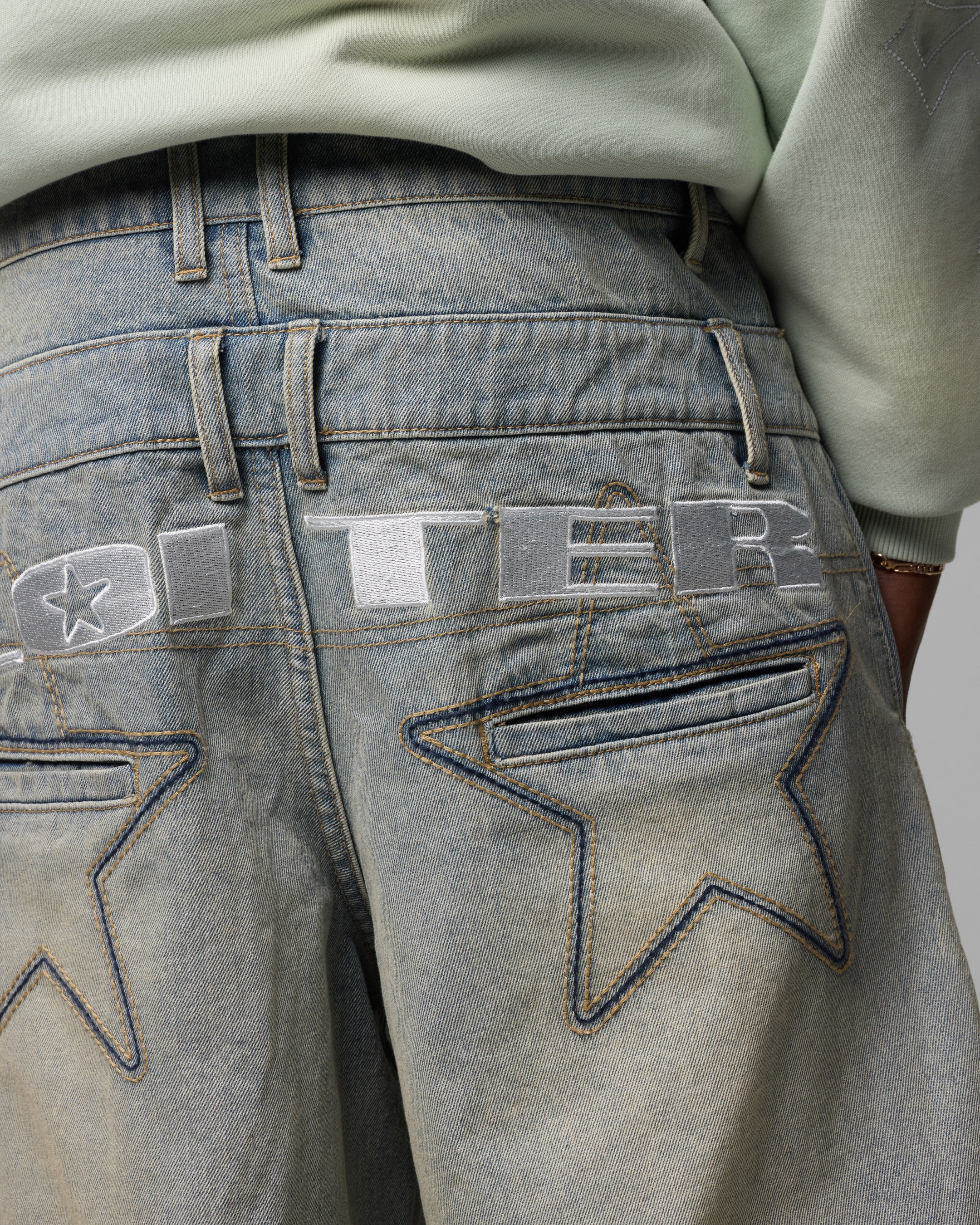 Loiter Star Layered Jeans Washed Blue - Image 5