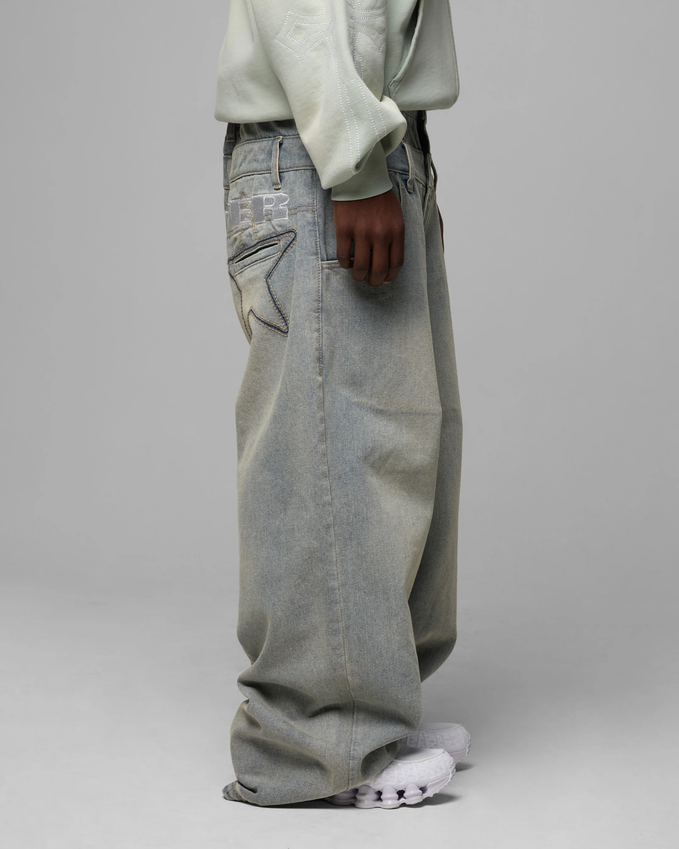 Loiter Star Layered Jeans Washed Blue - Image 7