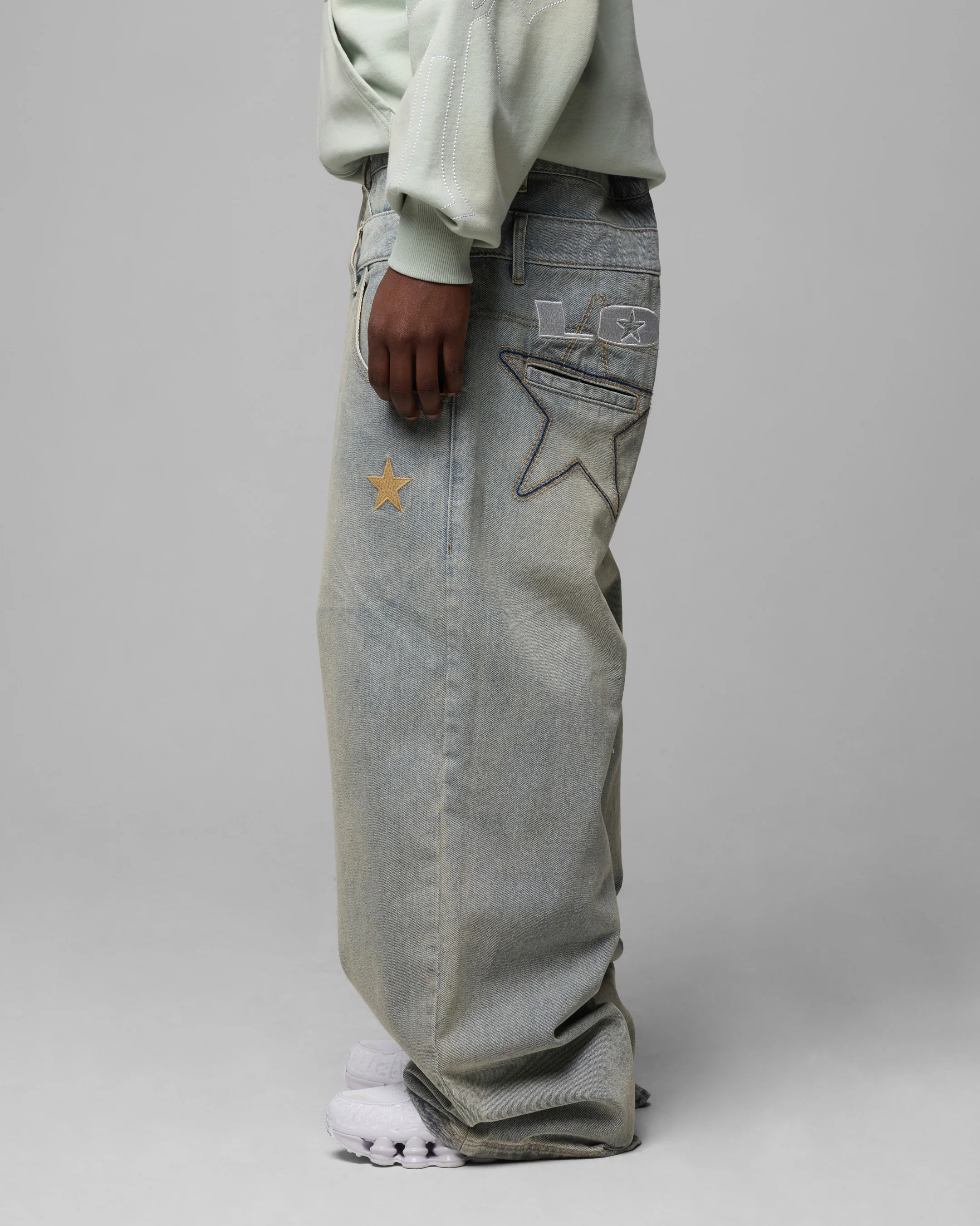 Loiter Star Layered Jeans Washed Blue - Image 8