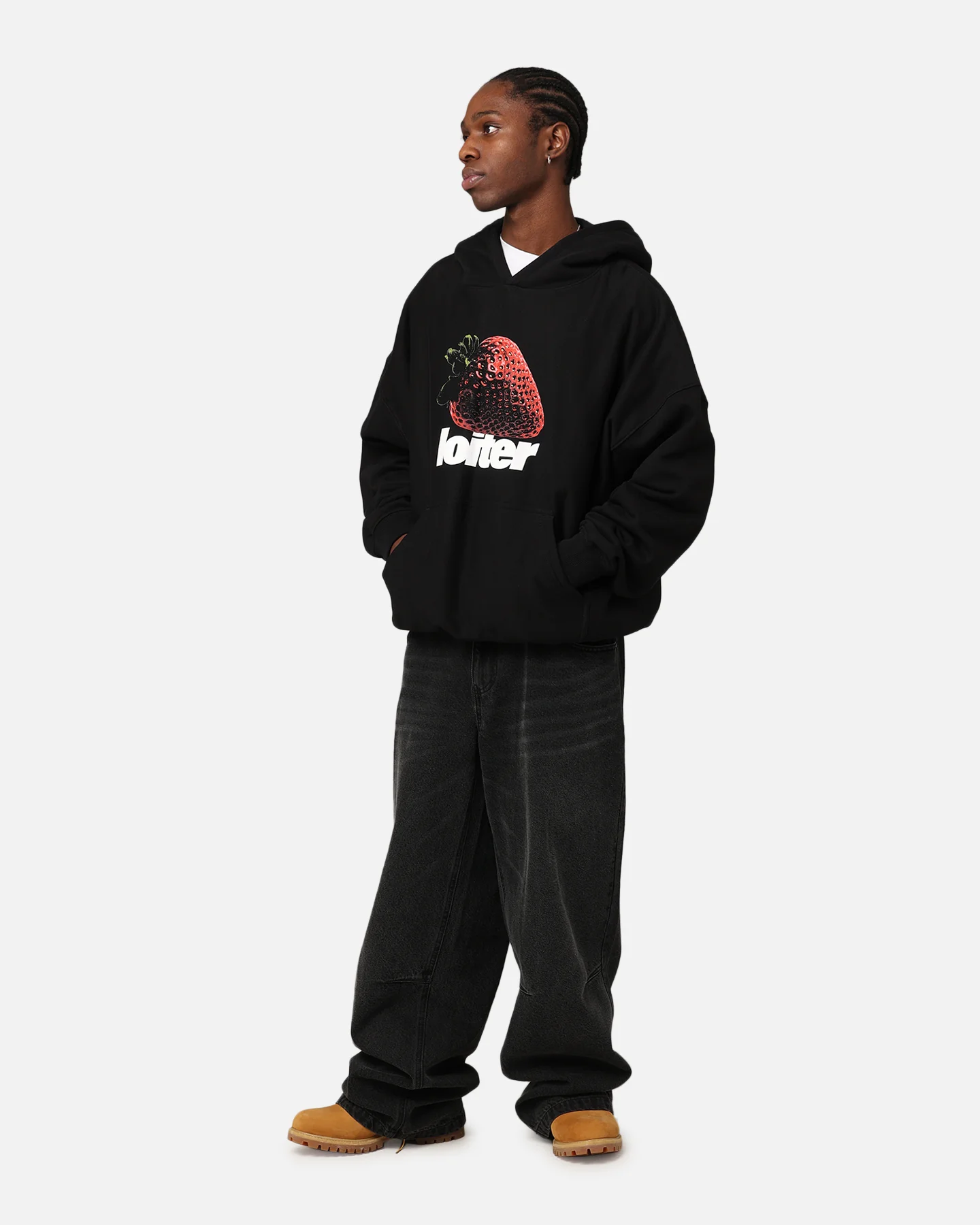 Loiter Strawberry Hoodie Black - Image 3