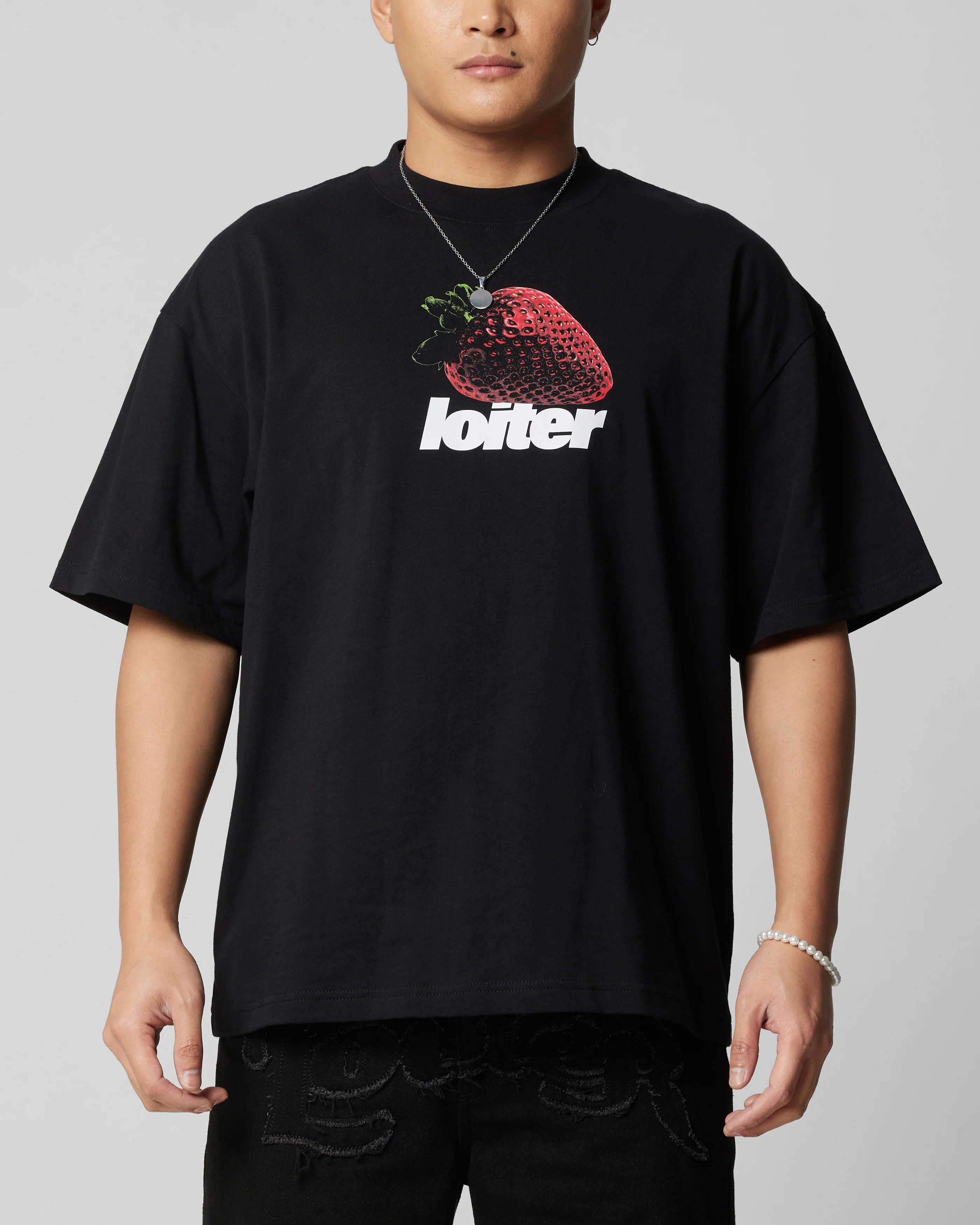 Loiter Strawberry T-Shirt Black - Image 2