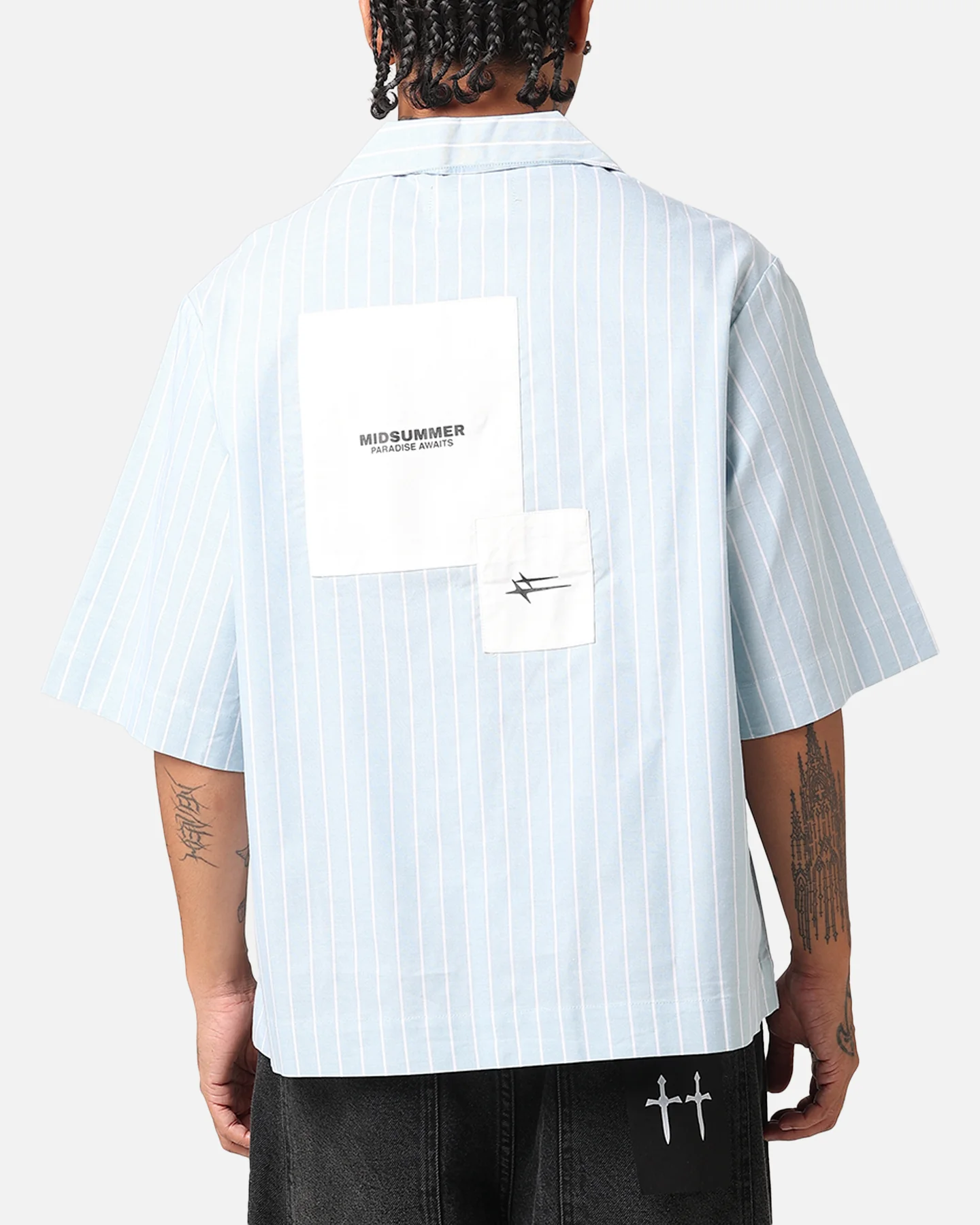Loiter Studio Cropped Button Up Shirt Light Blue - Image 4