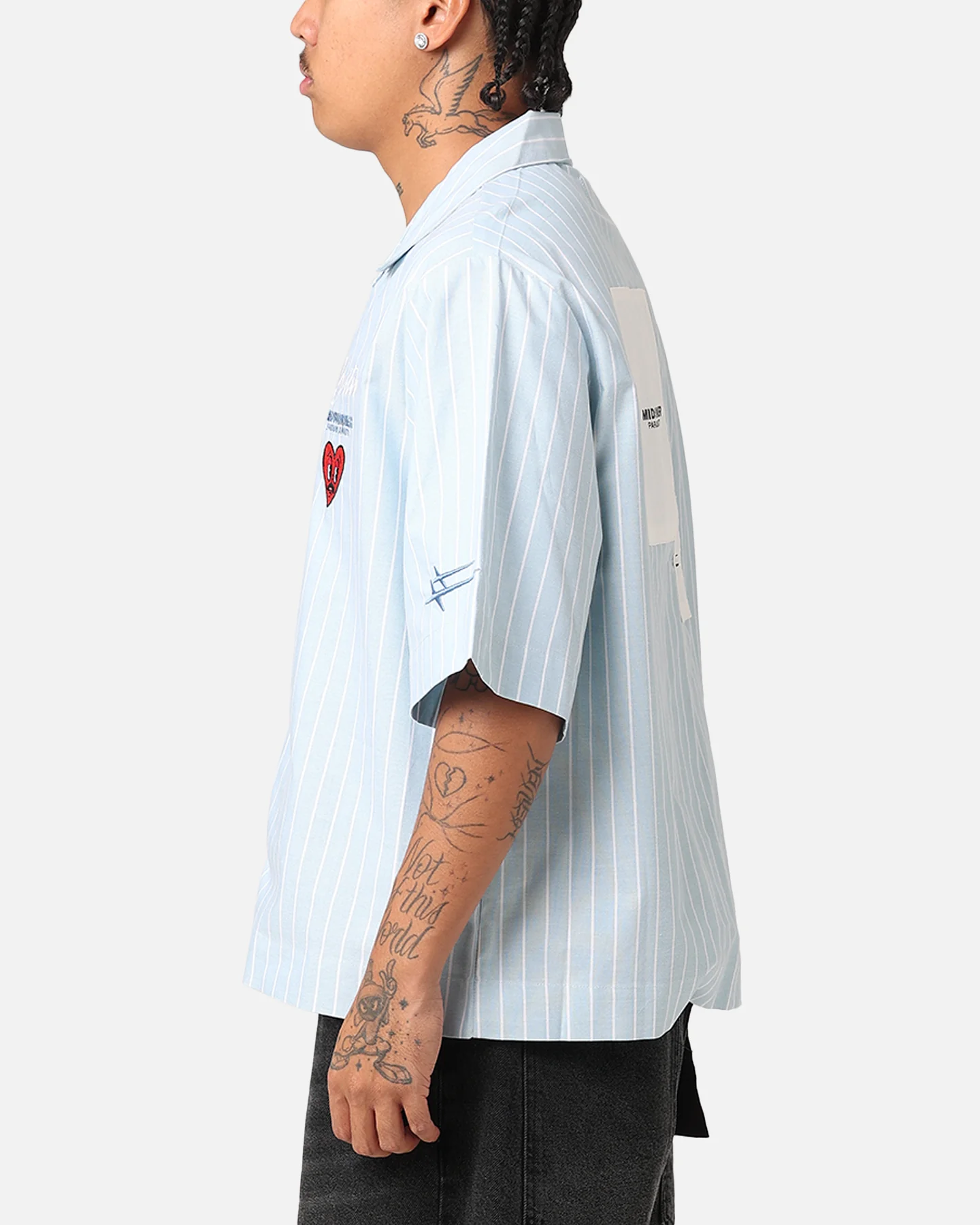 Loiter Studio Cropped Button Up Shirt Light Blue - Image 6