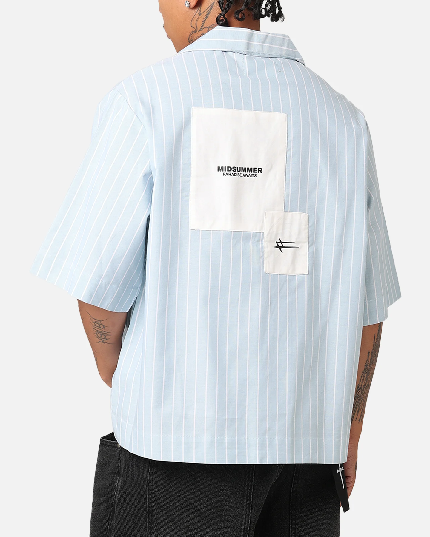 Loiter Studio Cropped Button Up Shirt Light Blue - Image 7