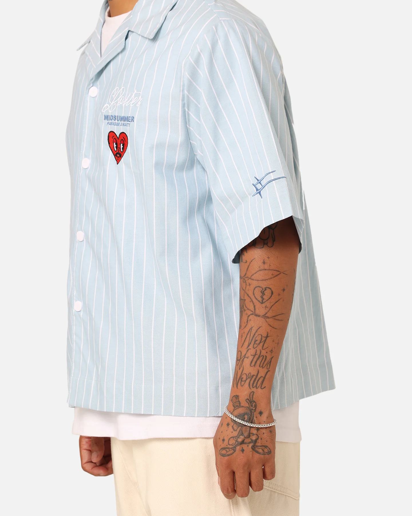 Loiter Studio Cropped Button Up Shirt Light Blue - Image 9