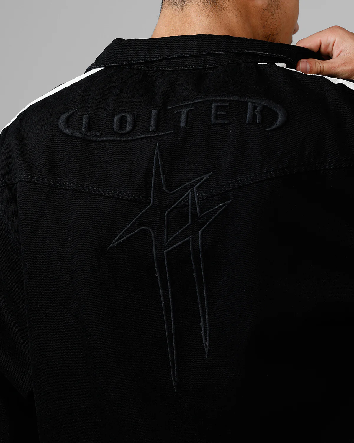 Loiter Track Star Denim Jacket Black - Image 7