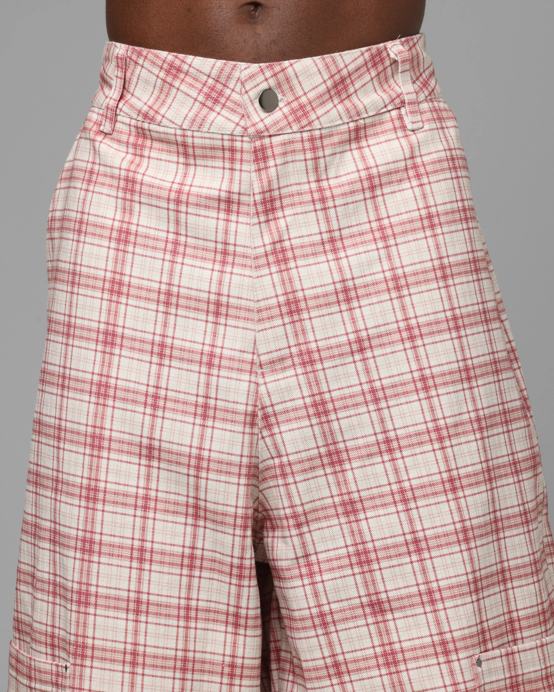 Loiter Utility Cargo Shorts Pink Check - Image 7