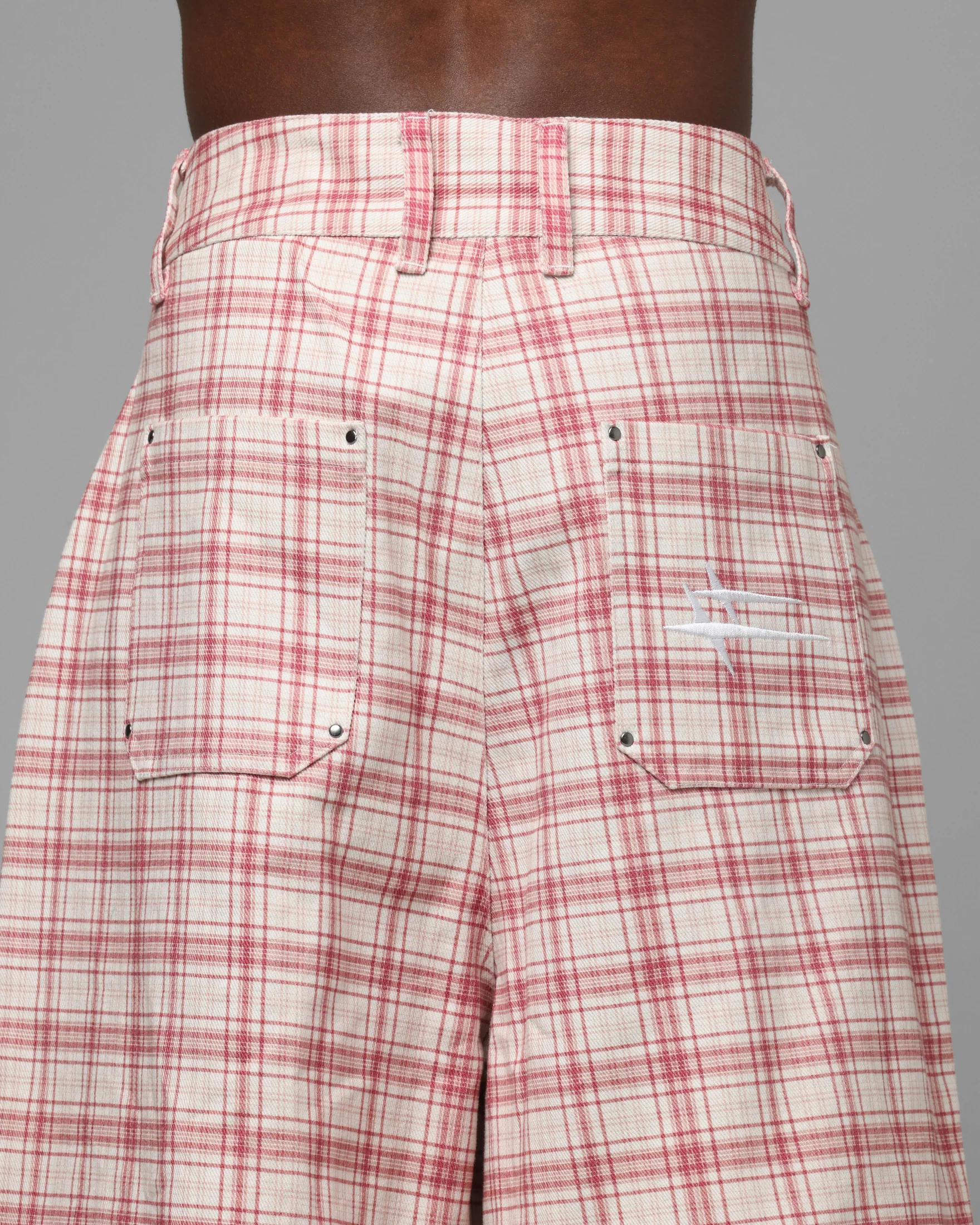 Loiter Utility Cargo Shorts Pink Check - Image 8