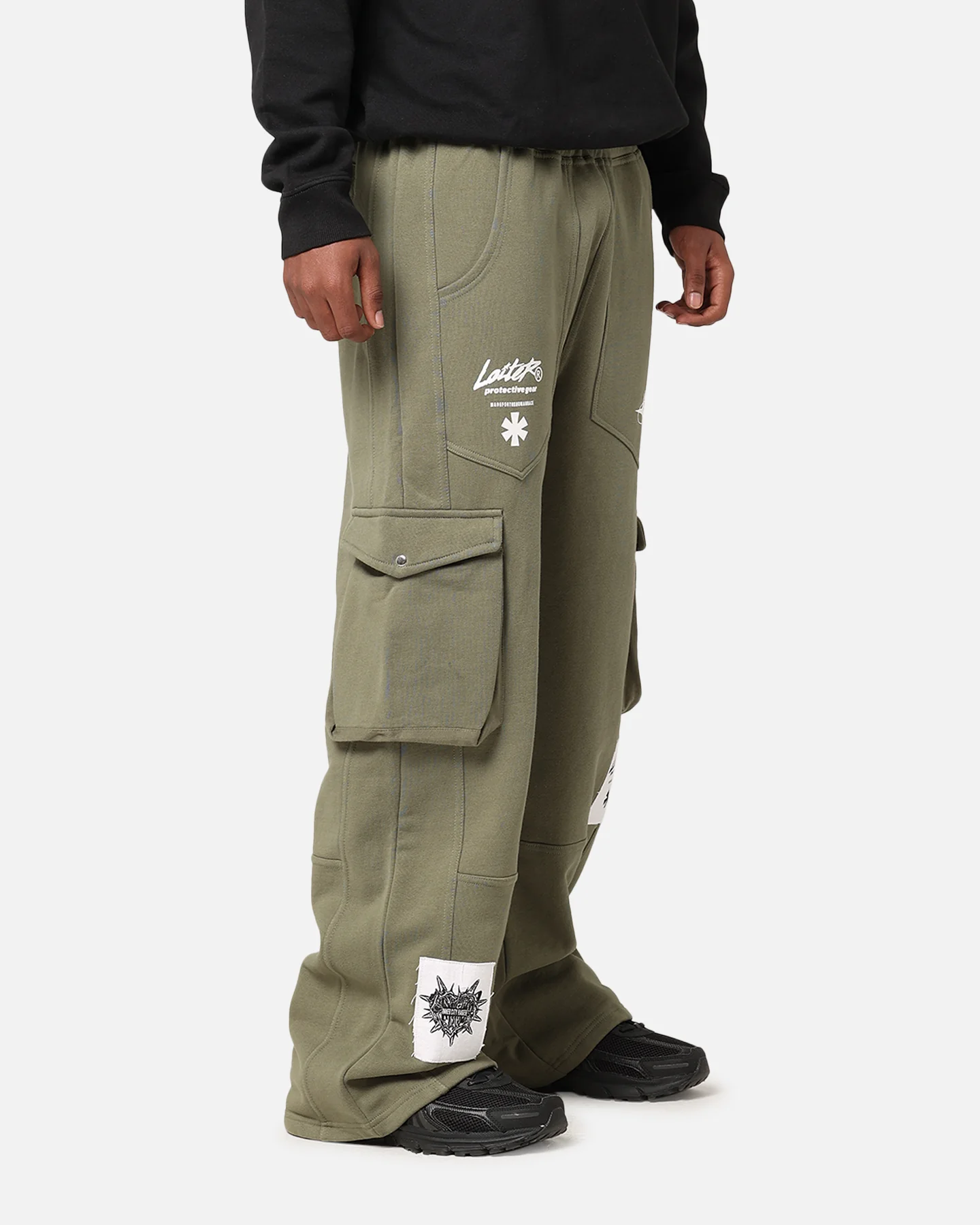 Loiter Utopia Cargo Sweat Pants Khaki Green - Image 4