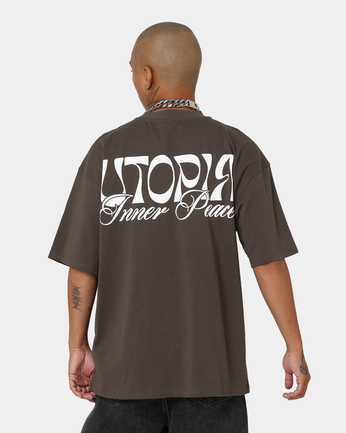 Loiter Utopia Fleur T-Shirt Charcoal - Image 2