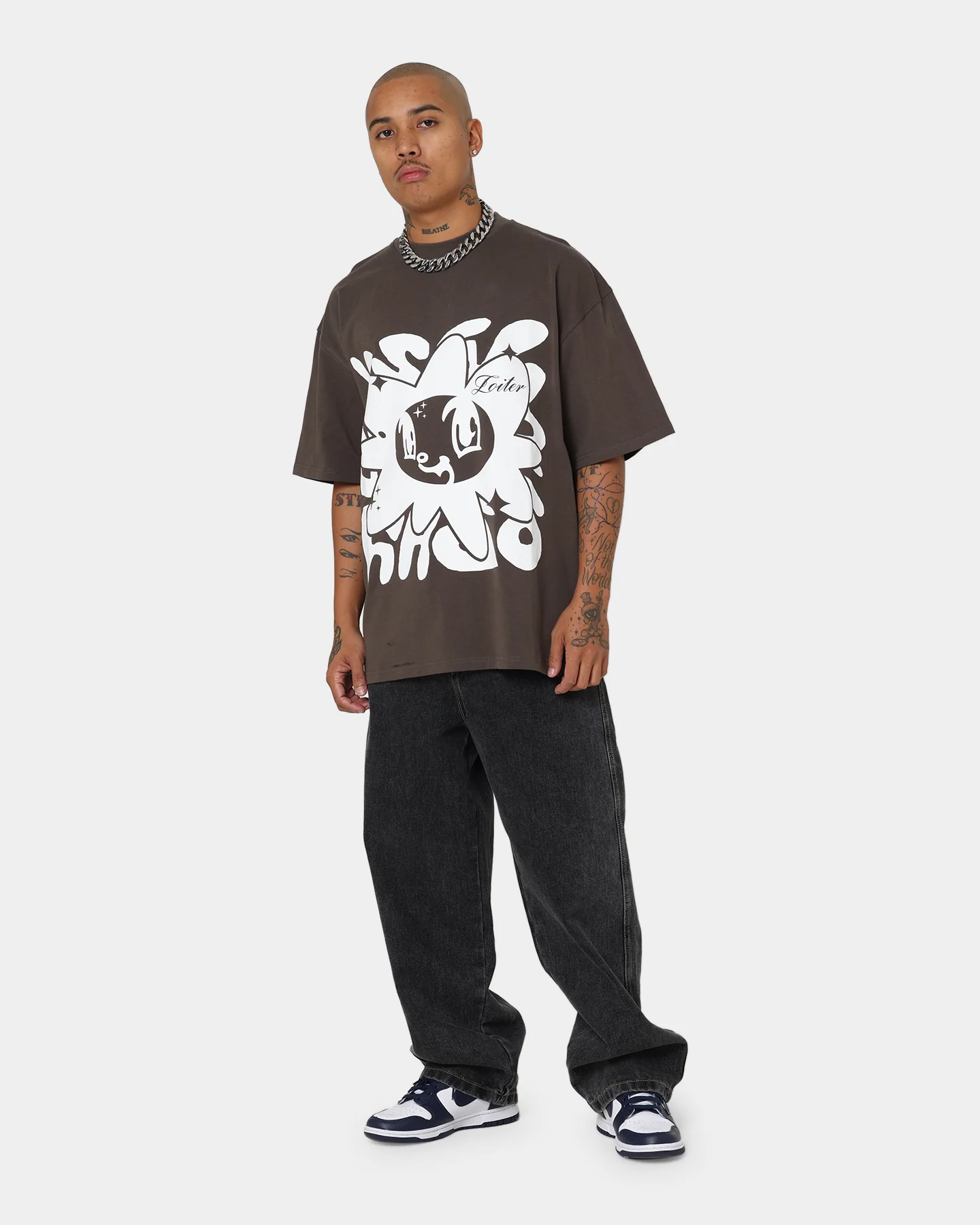 Loiter Utopia Fleur T-Shirt Charcoal - Image 3