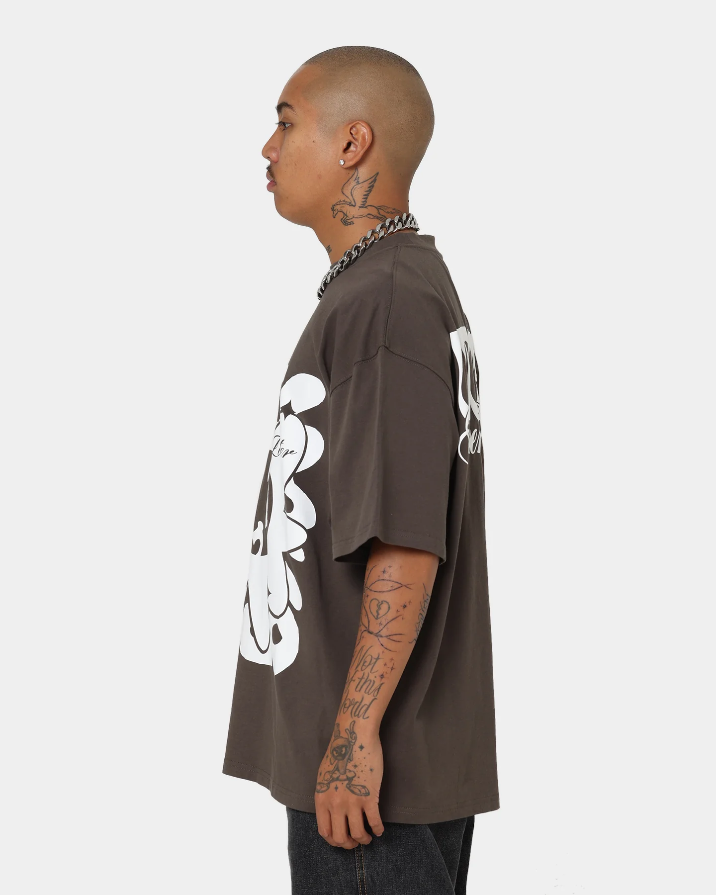 Loiter Utopia Fleur T-Shirt Charcoal - Image 7