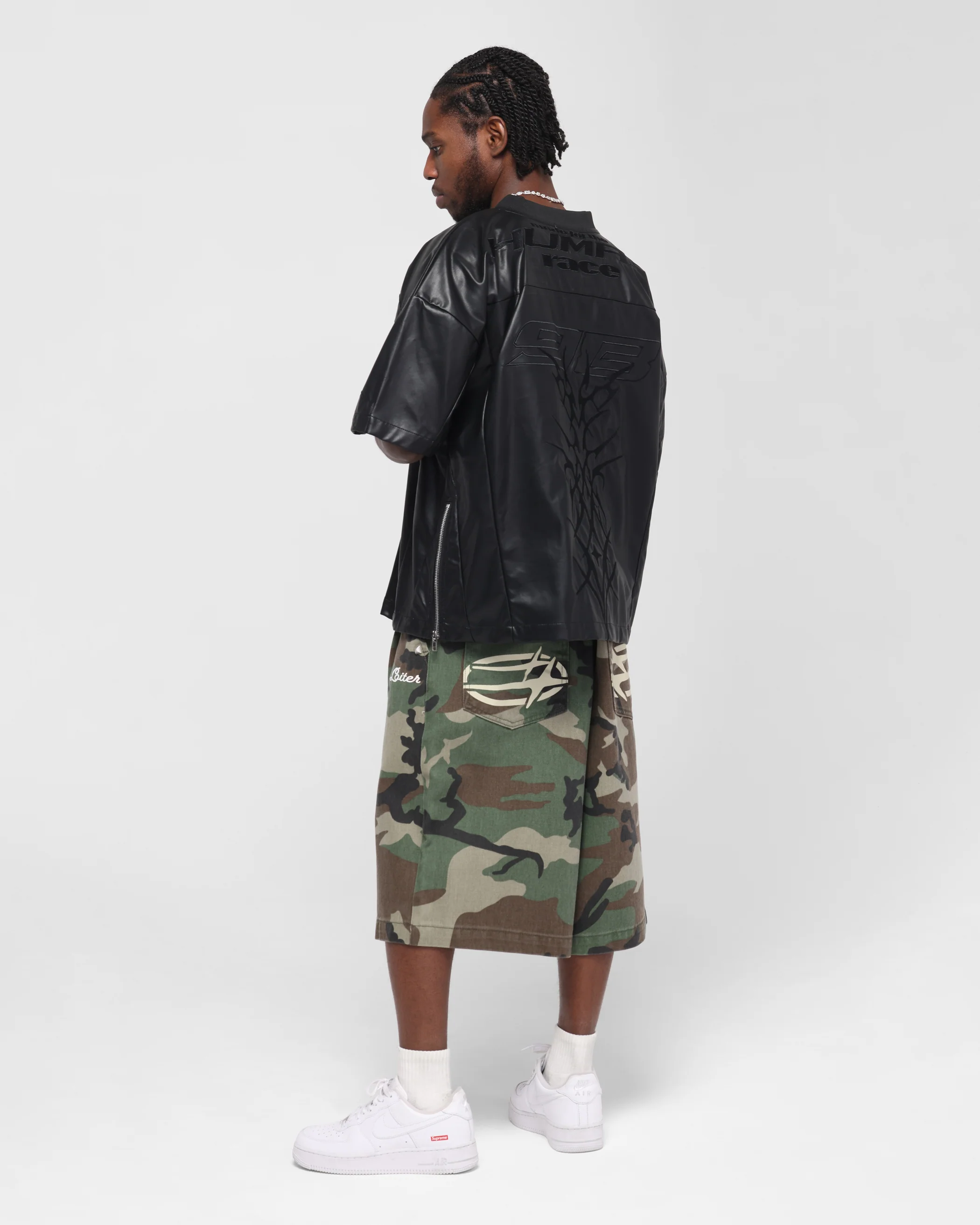 Loiter Vegan Leather Football Top Black - Image 4