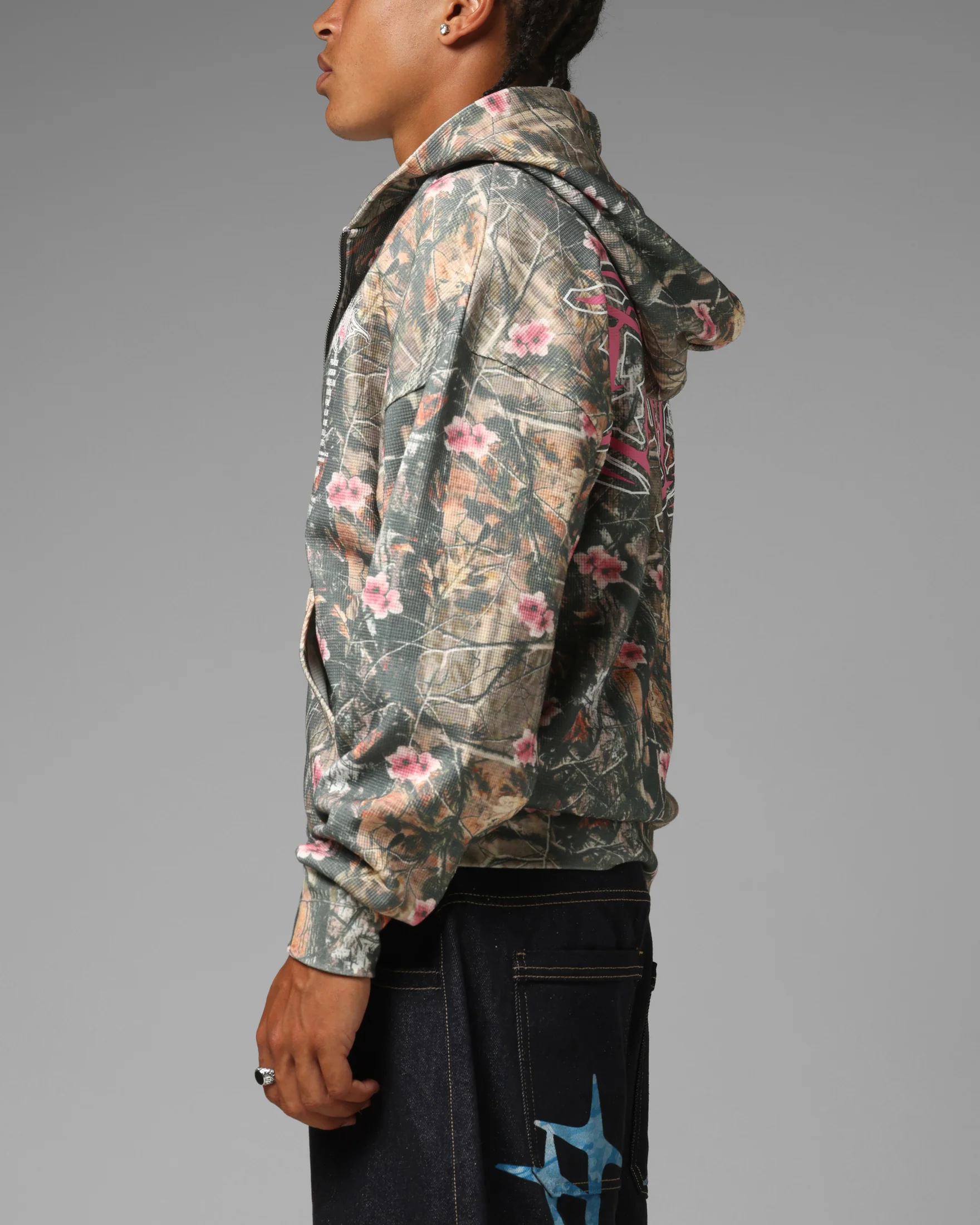 Loiter Waffle Zip Hoodie Pink Tree Camo - Image 6