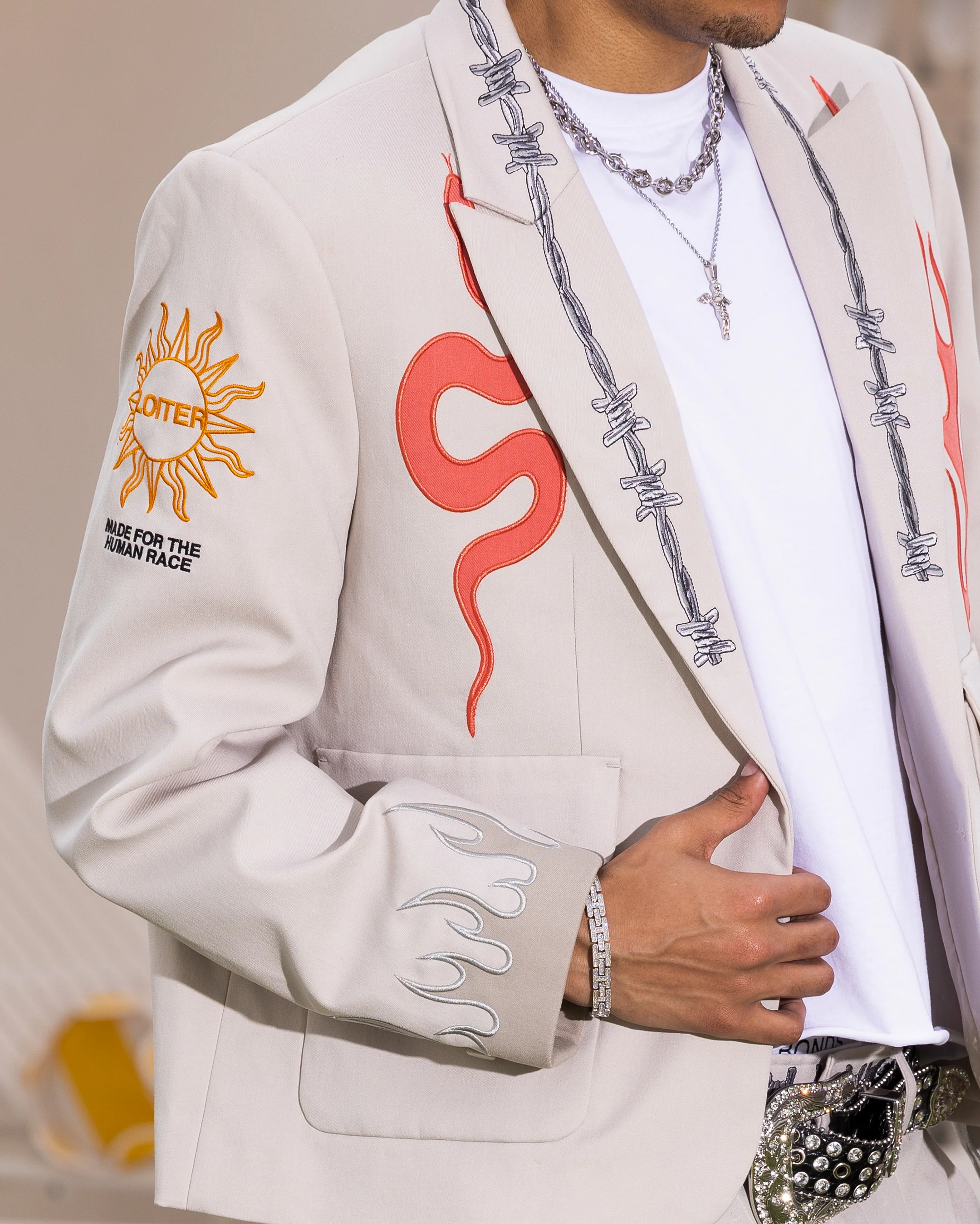Loiter Western Blazer Jacket Off White - Image 9