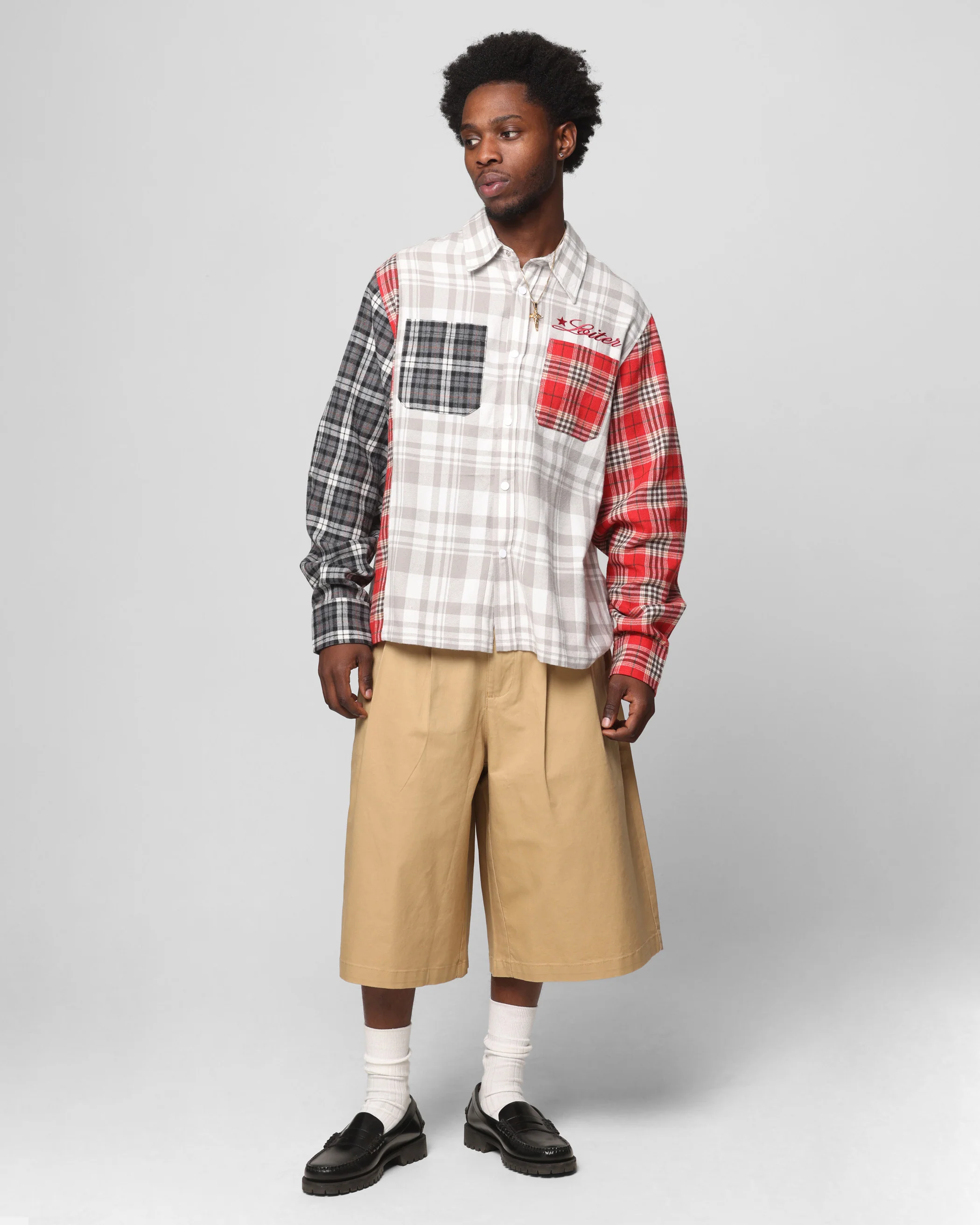 Loiter Wide Leg Chino Shorts Tan - Image 2