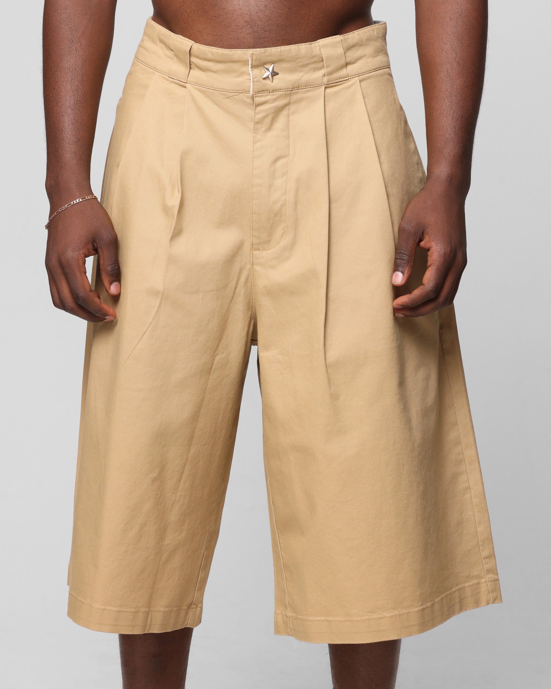Loiter Wide Leg Chino Shorts Tan - Image 7