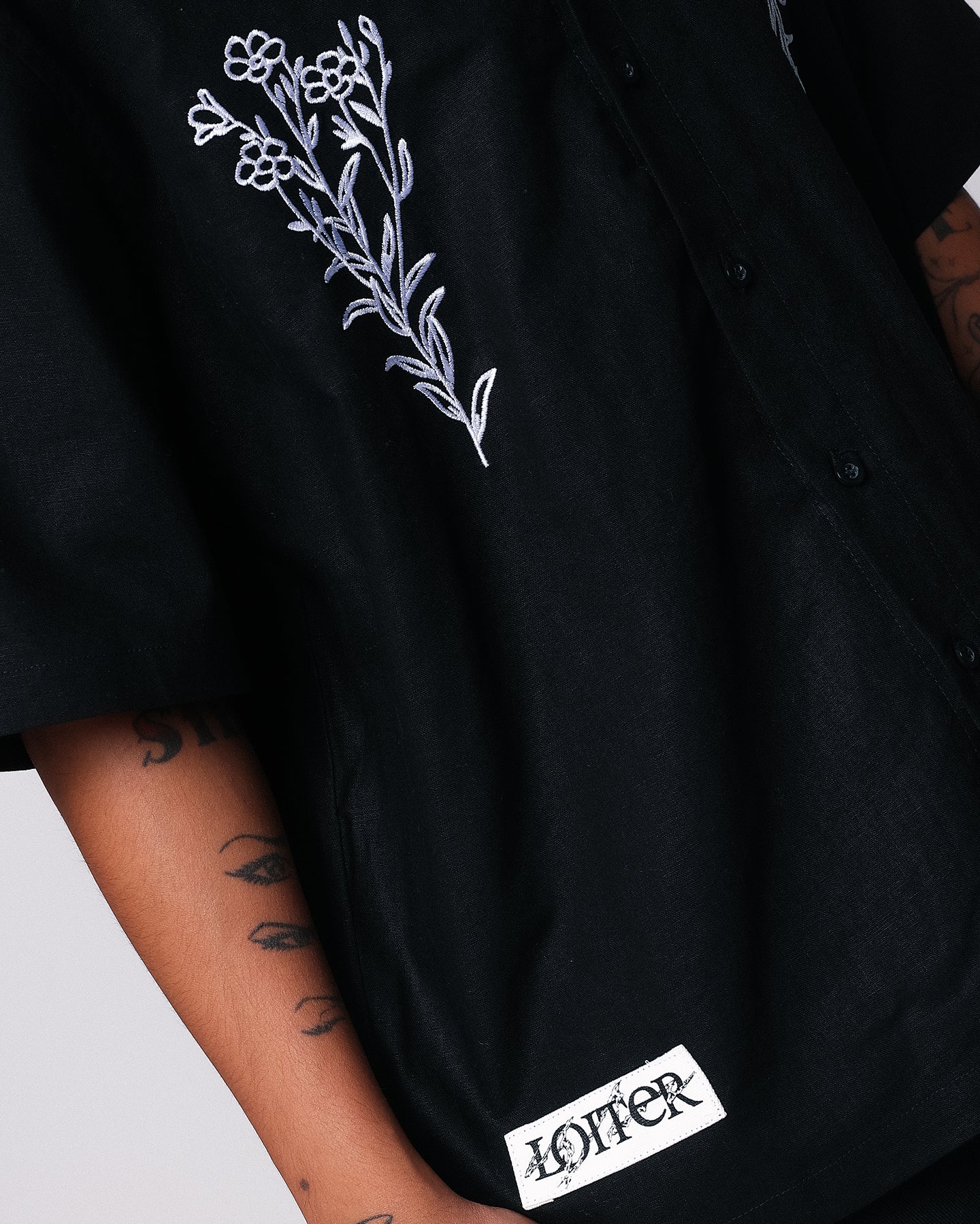 Loiter Witness Button Up T-Shirt Black - Image 9