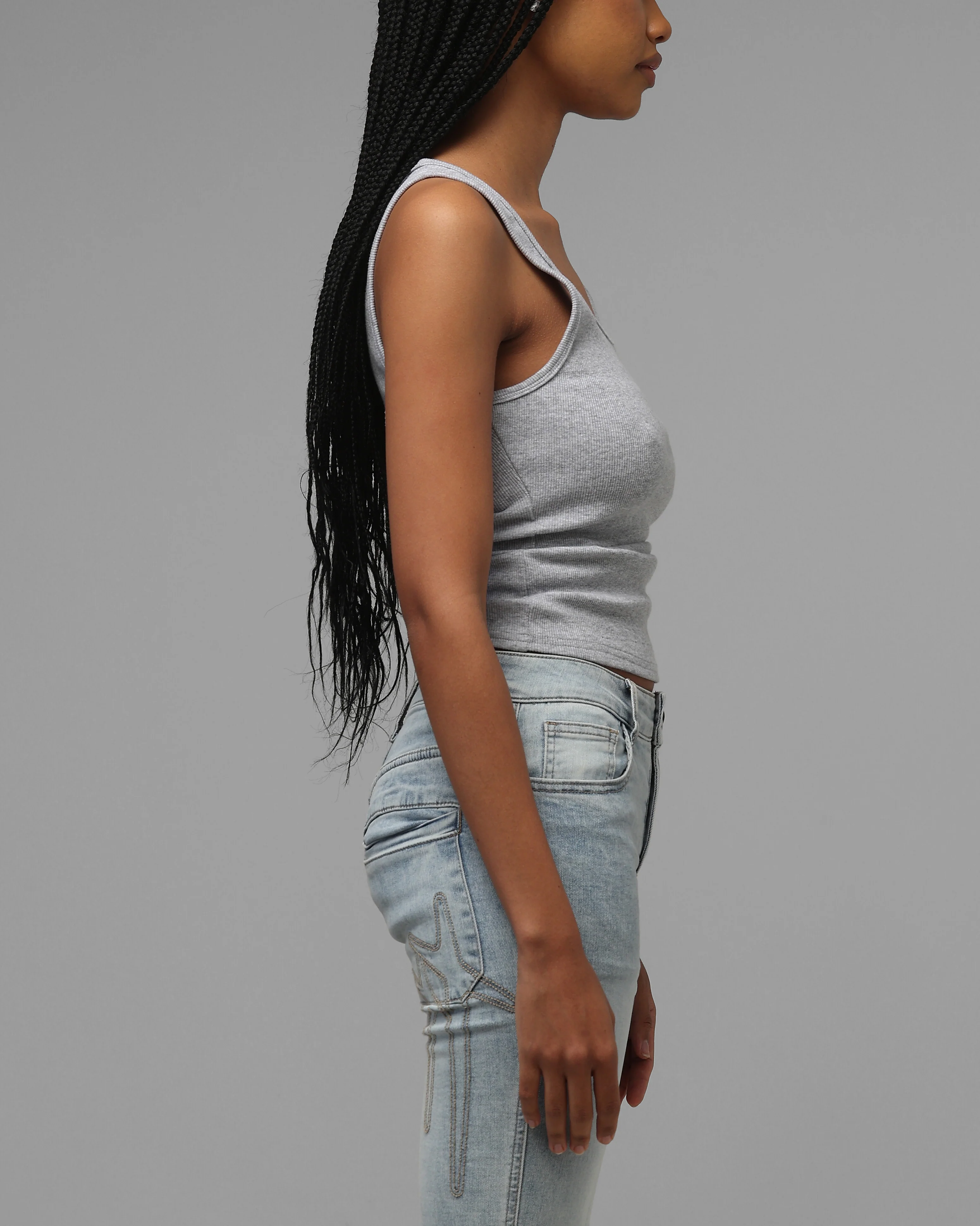 Loiter Women's Hybrid Scoop Neck Tank Grey Marle - Image 4