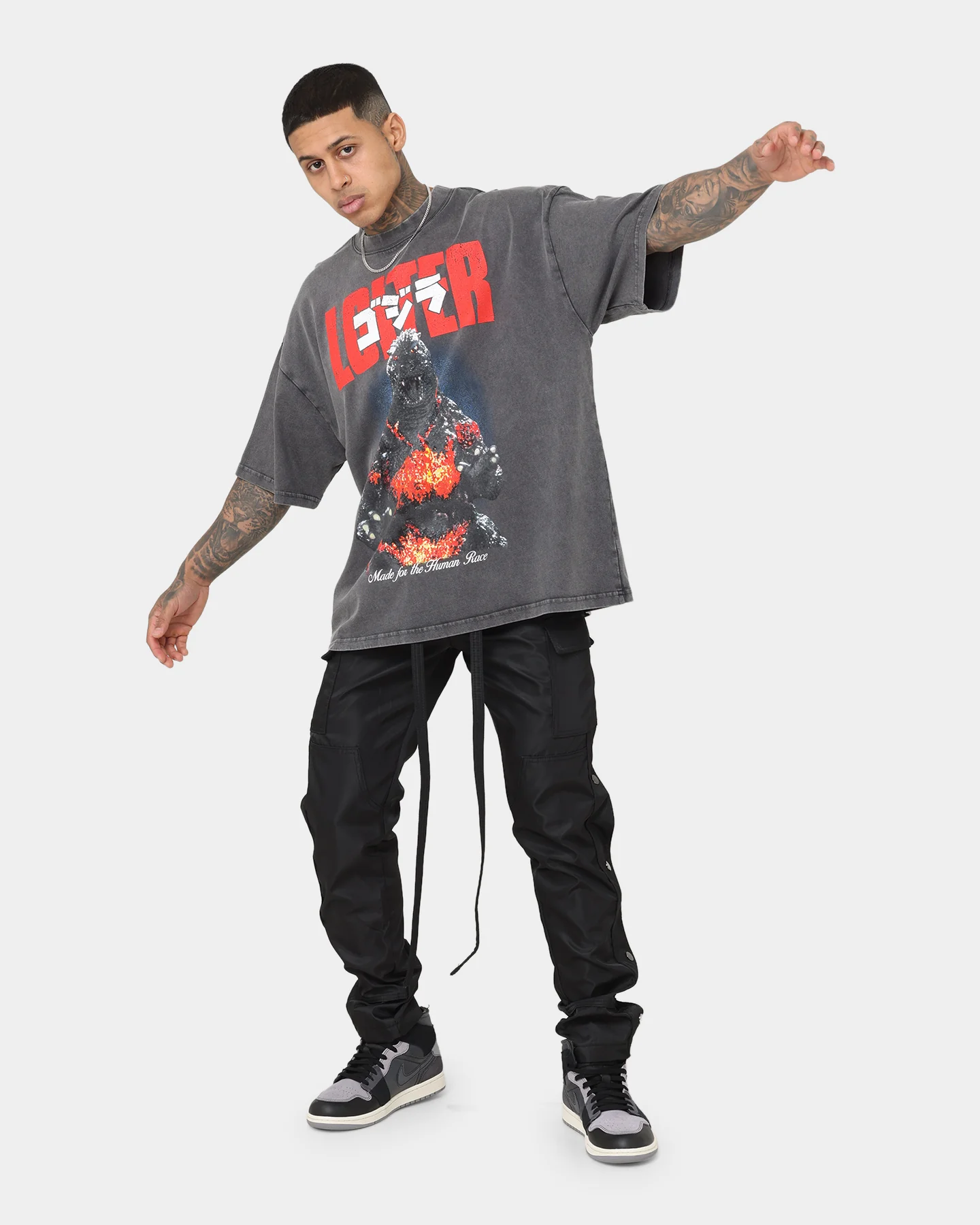 Loiter X Godzilla Godzilla Vintage T-Shirt Charcoal - Image 3